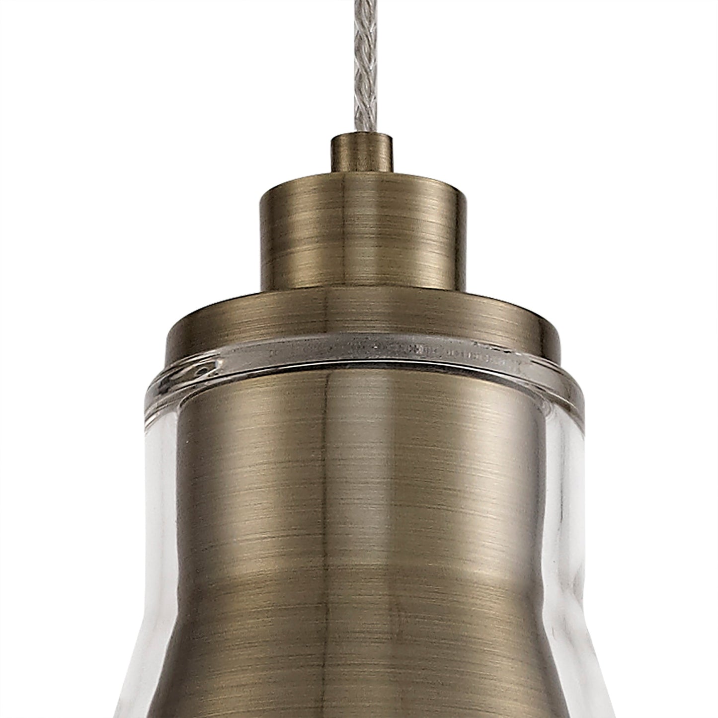 Gatley Pendant, 1 x E27, Antique Brass and Clear Glass