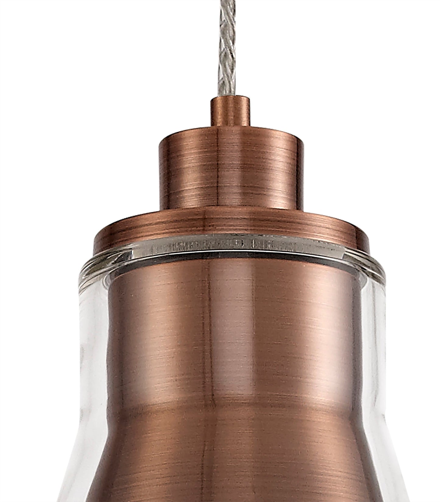 Gatley Pendant, 1 x E27, Antique Copper and Clear Glass