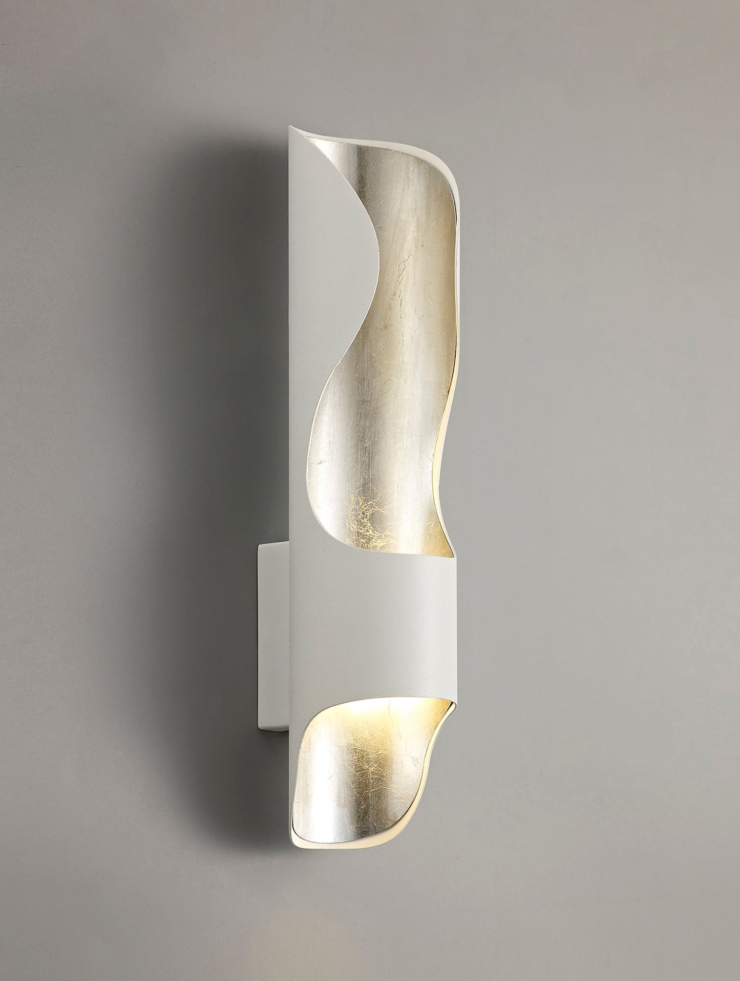 Haddon Wall Lamp, 1 x 8W LED, 3000K, 640lm, White and Silver Leaf, 3yrs Warranty 2