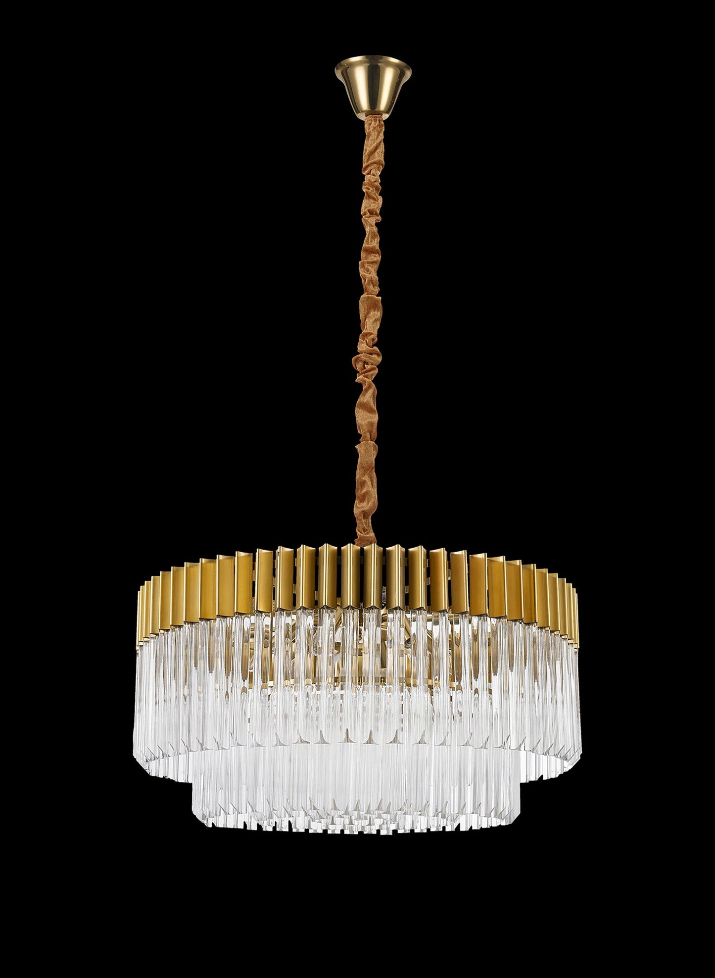 Hale Pendant Round 12 Light E14, Brass and Clear Glass, Item Weight: 25.4kg