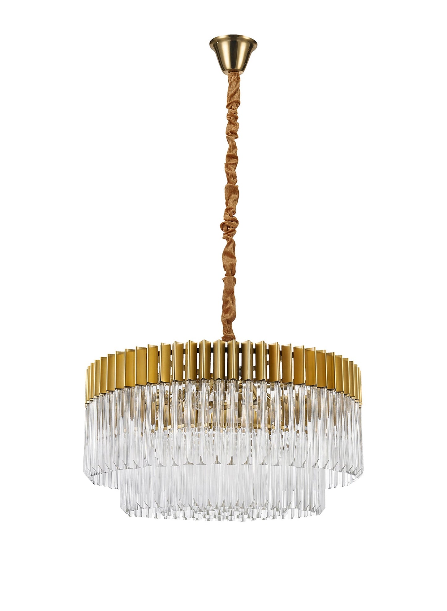 Hale Pendant Round 12 Light E14, Brass and Clear Glass, Item Weight: 25.4kg