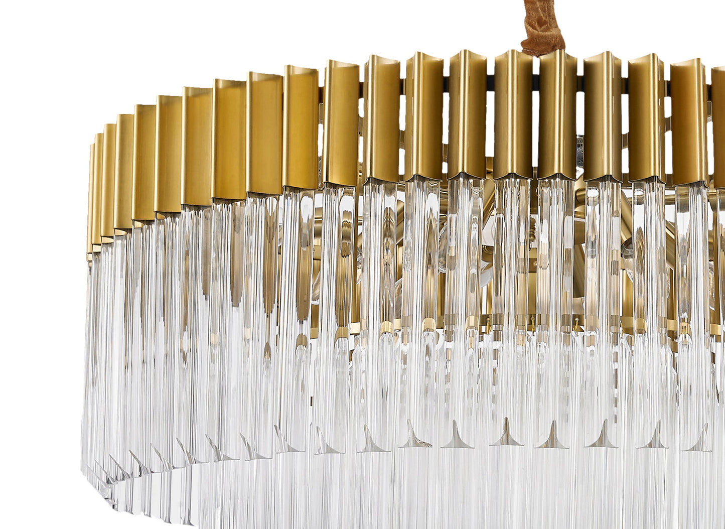 Hale Pendant Round 12 Light E14, Brass and Clear Glass, Item Weight: 25.4kg