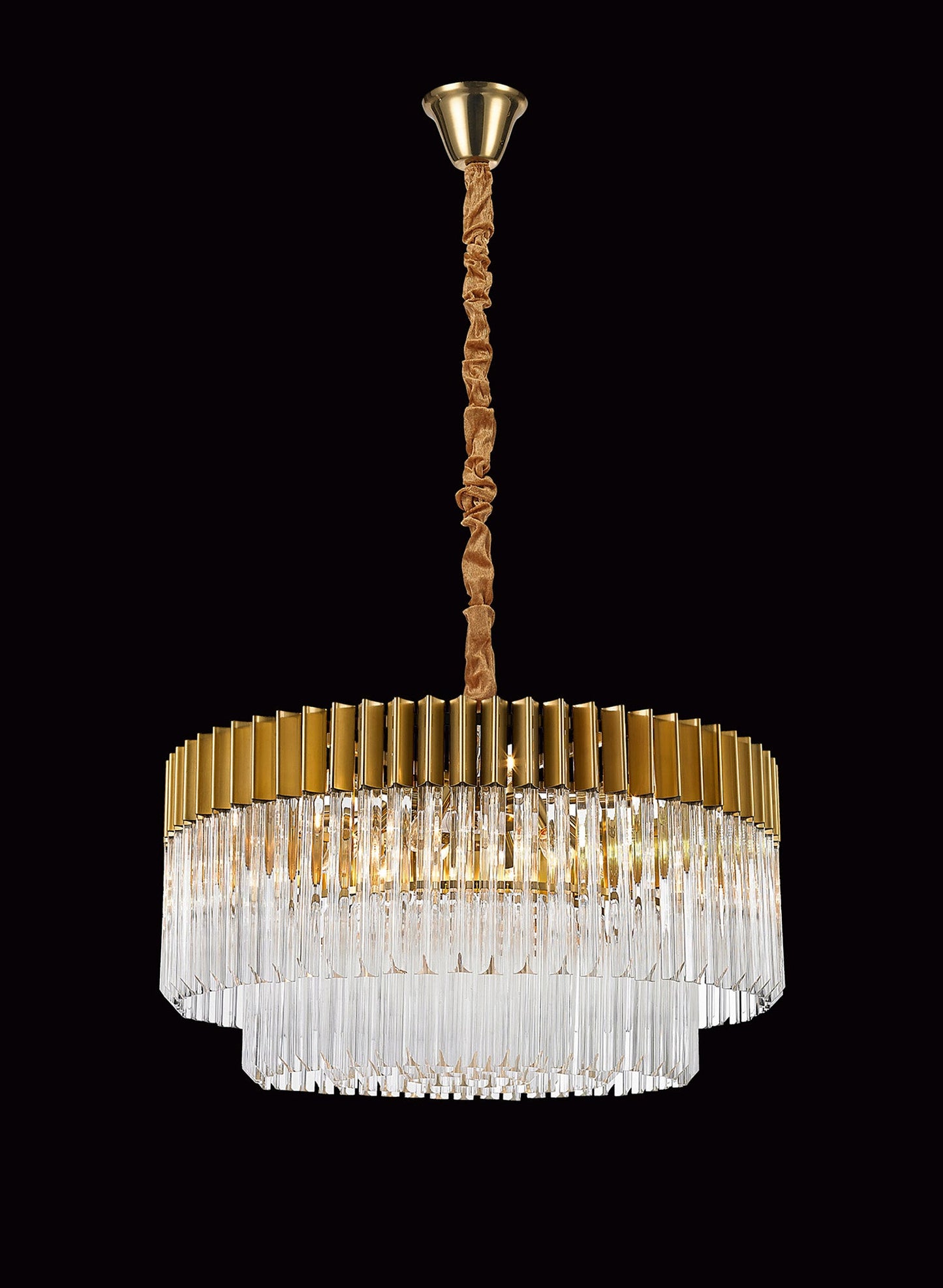 Hale Pendant Round 12 Light E14, Brass and Clear Glass, Item Weight: 25.4kg
