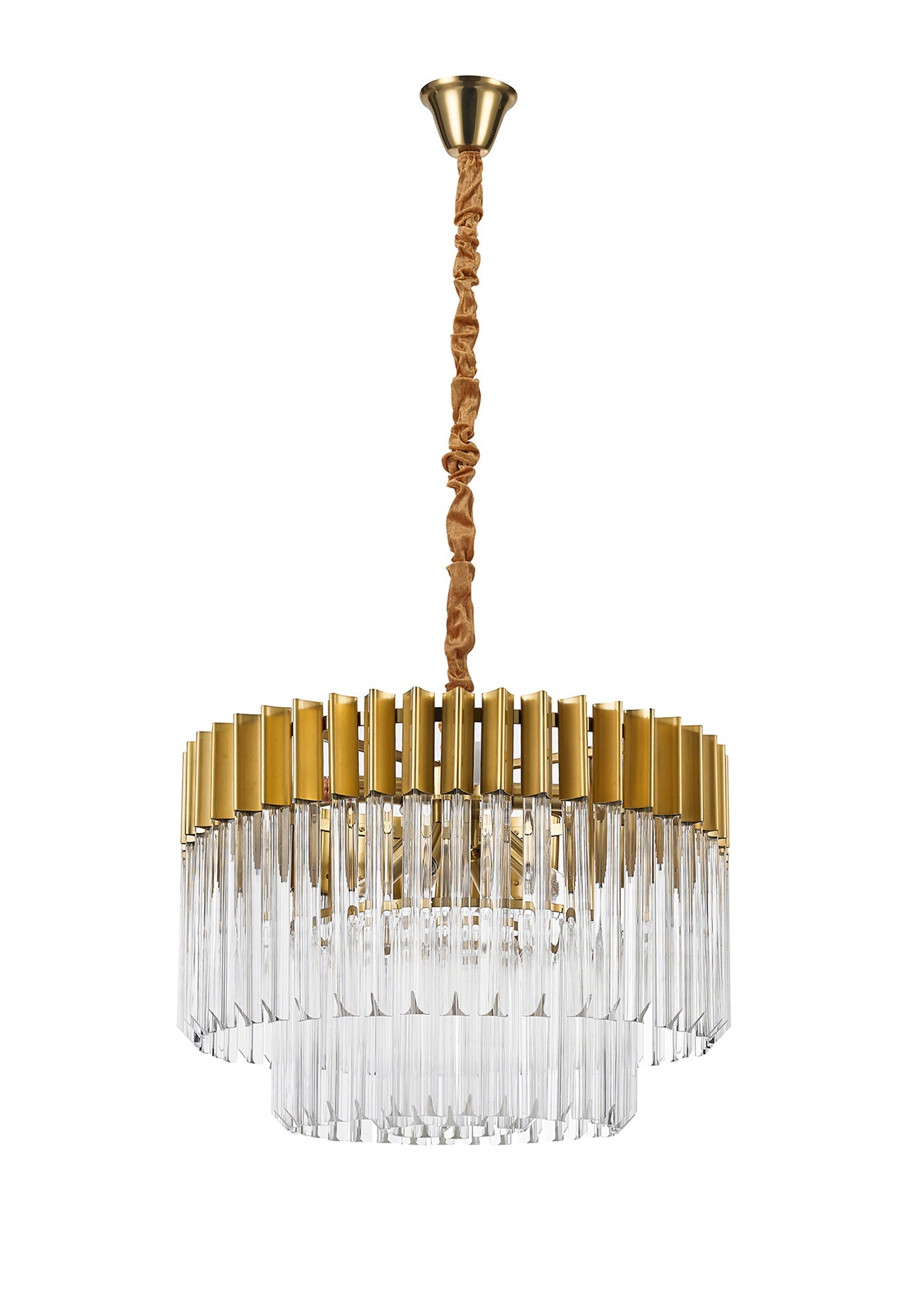 Hale Pendant Round 8 Light E14, Brass and Clear Glass, Item Weight: 17.3kg