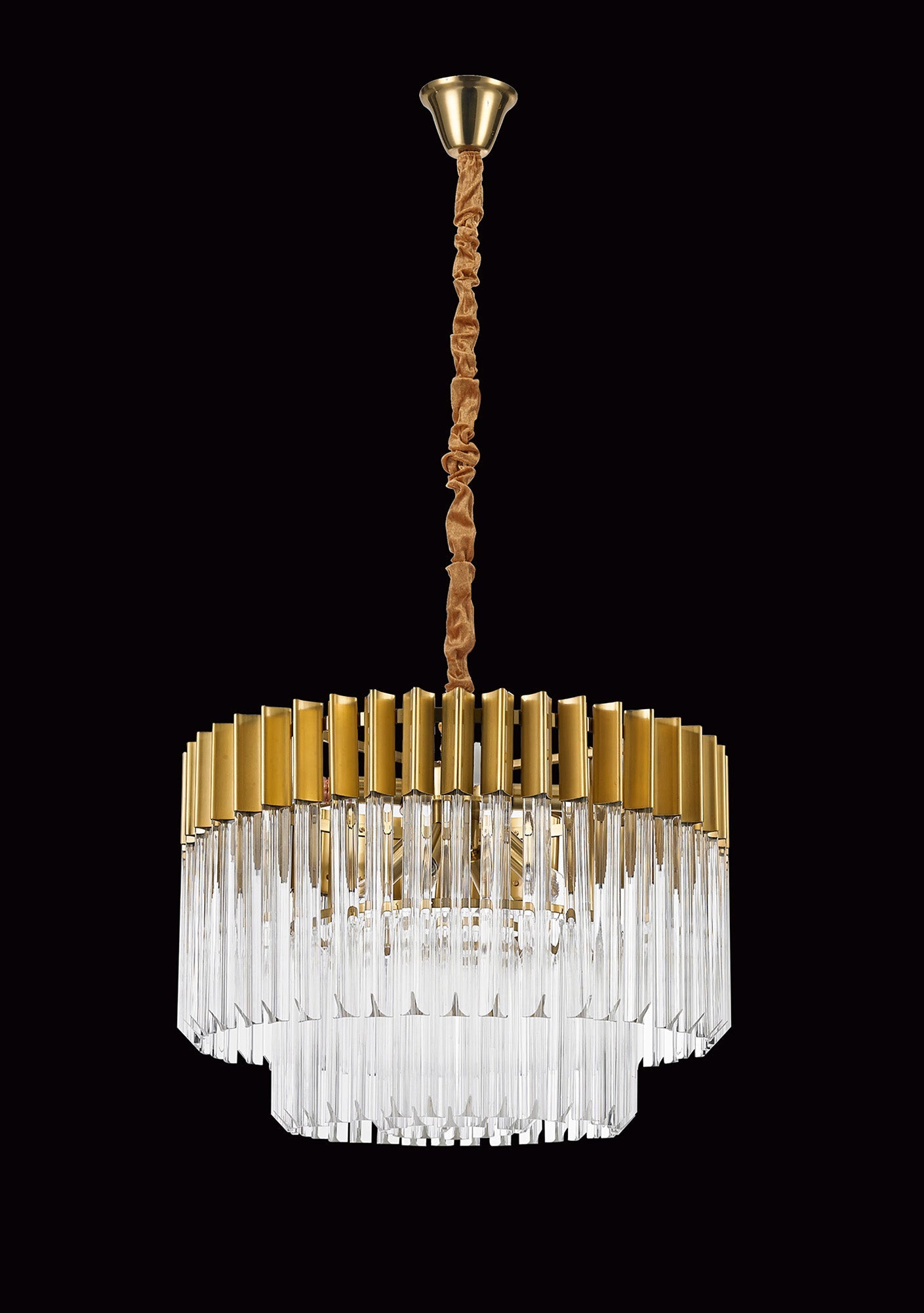 Hale Pendant Round 8 Light E14, Brass and Clear Glass, Item Weight: 17.3kg