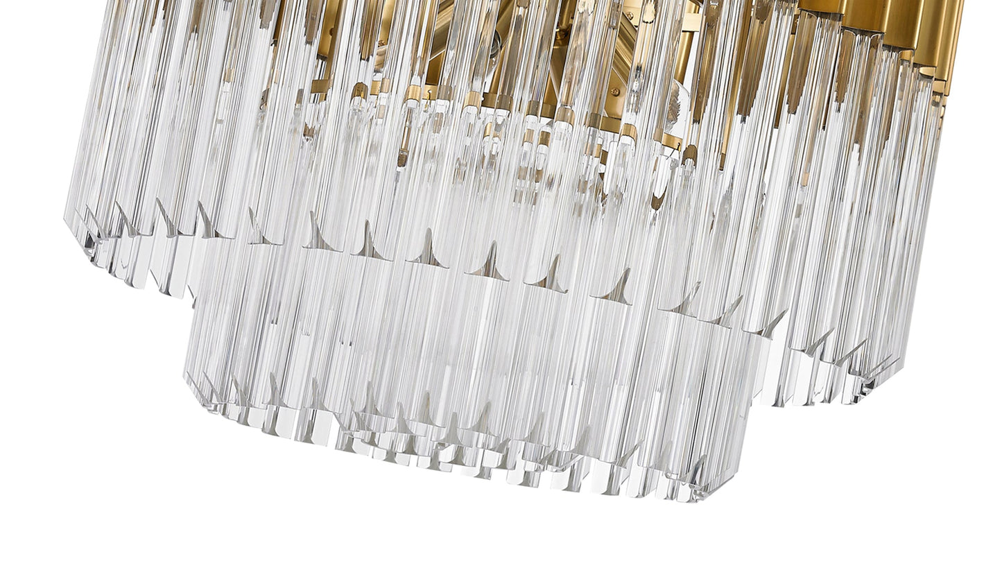 Hale Pendant Round 8 Light E14, Brass and Clear Glass, Item Weight: 17.3kg
