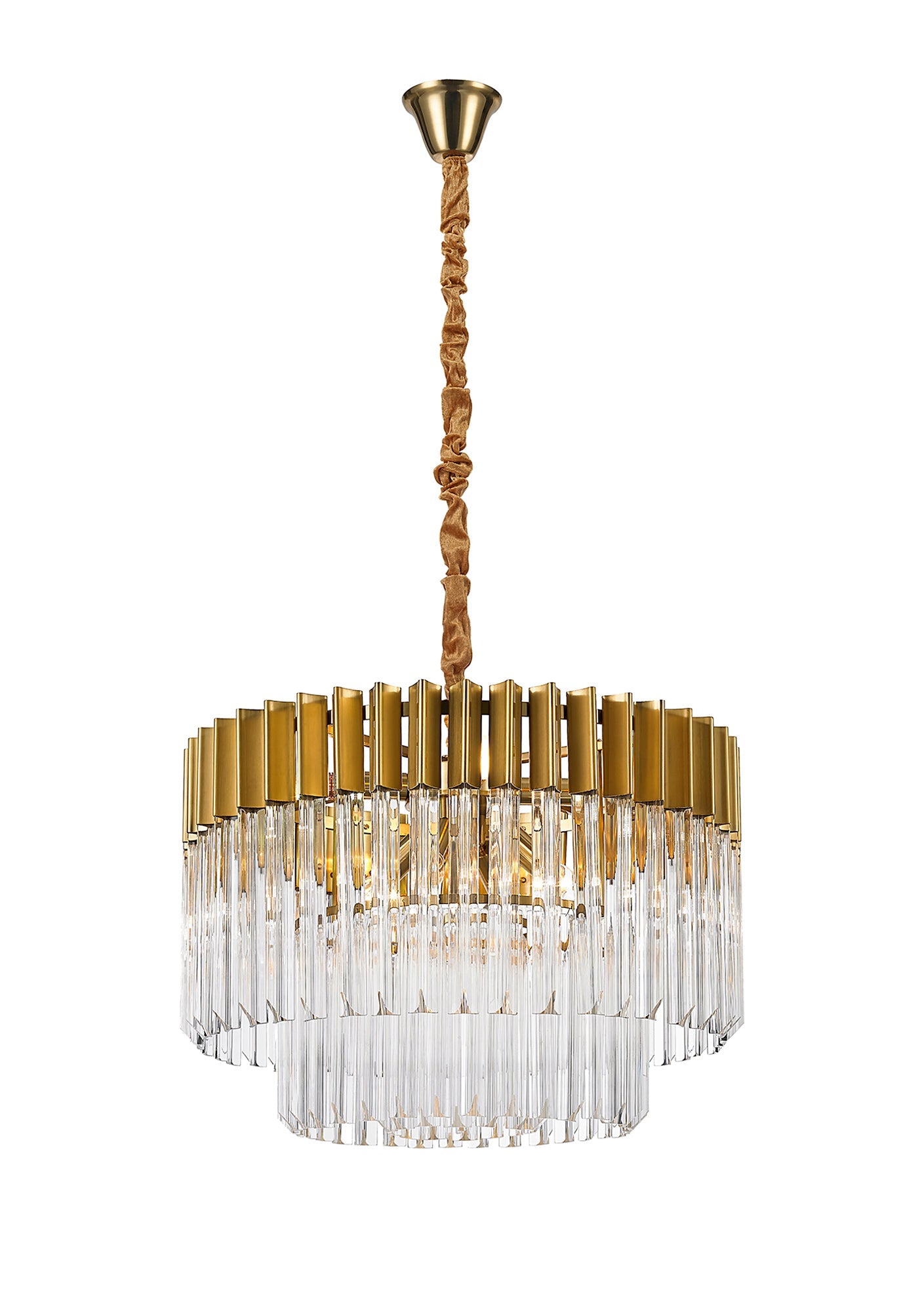 Hale Pendant Round 8 Light E14, Brass and Clear Glass, Item Weight: 17.3kg