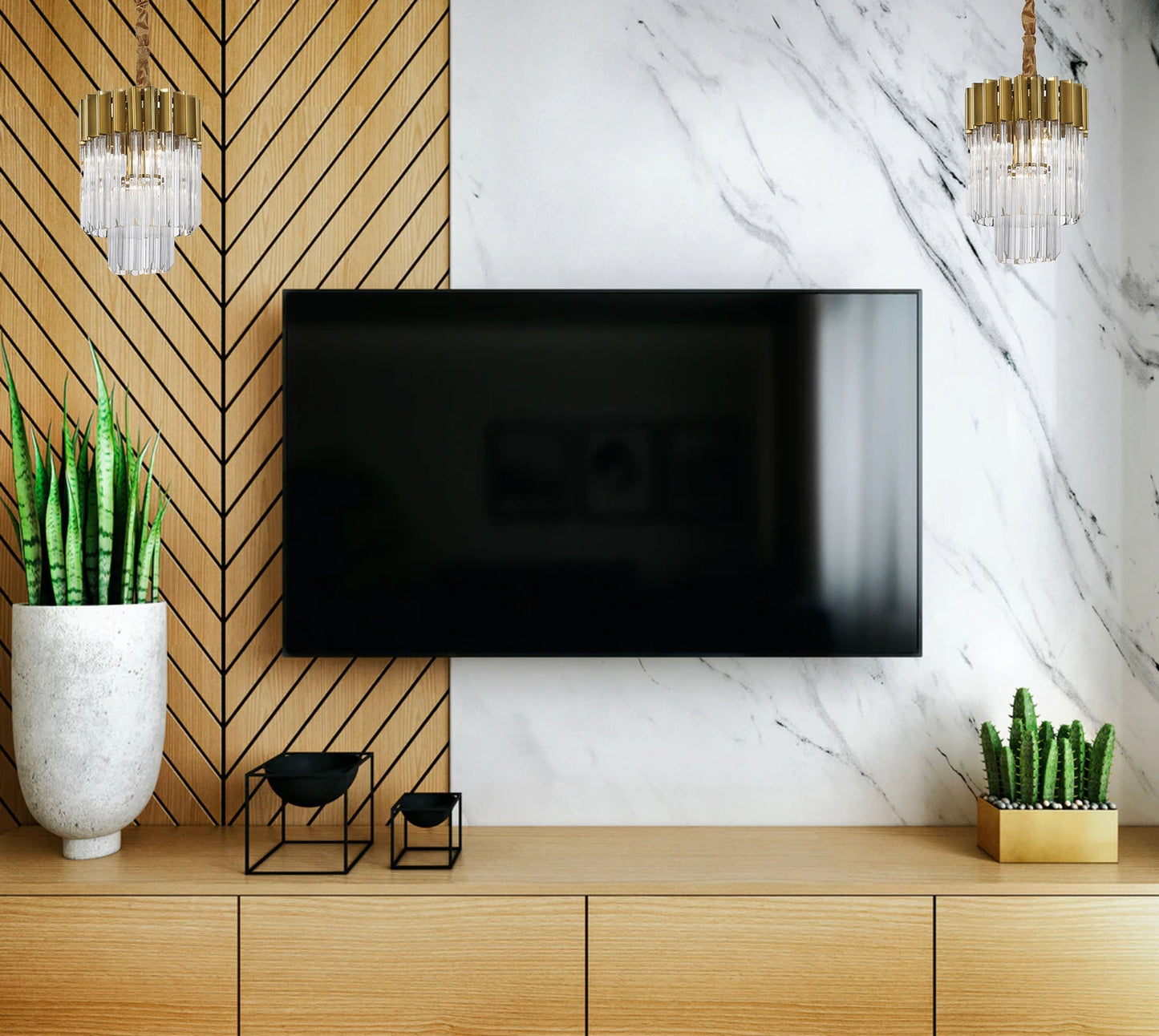 Hale Table Lamp 3 Light E14, Brass and Clear Glass