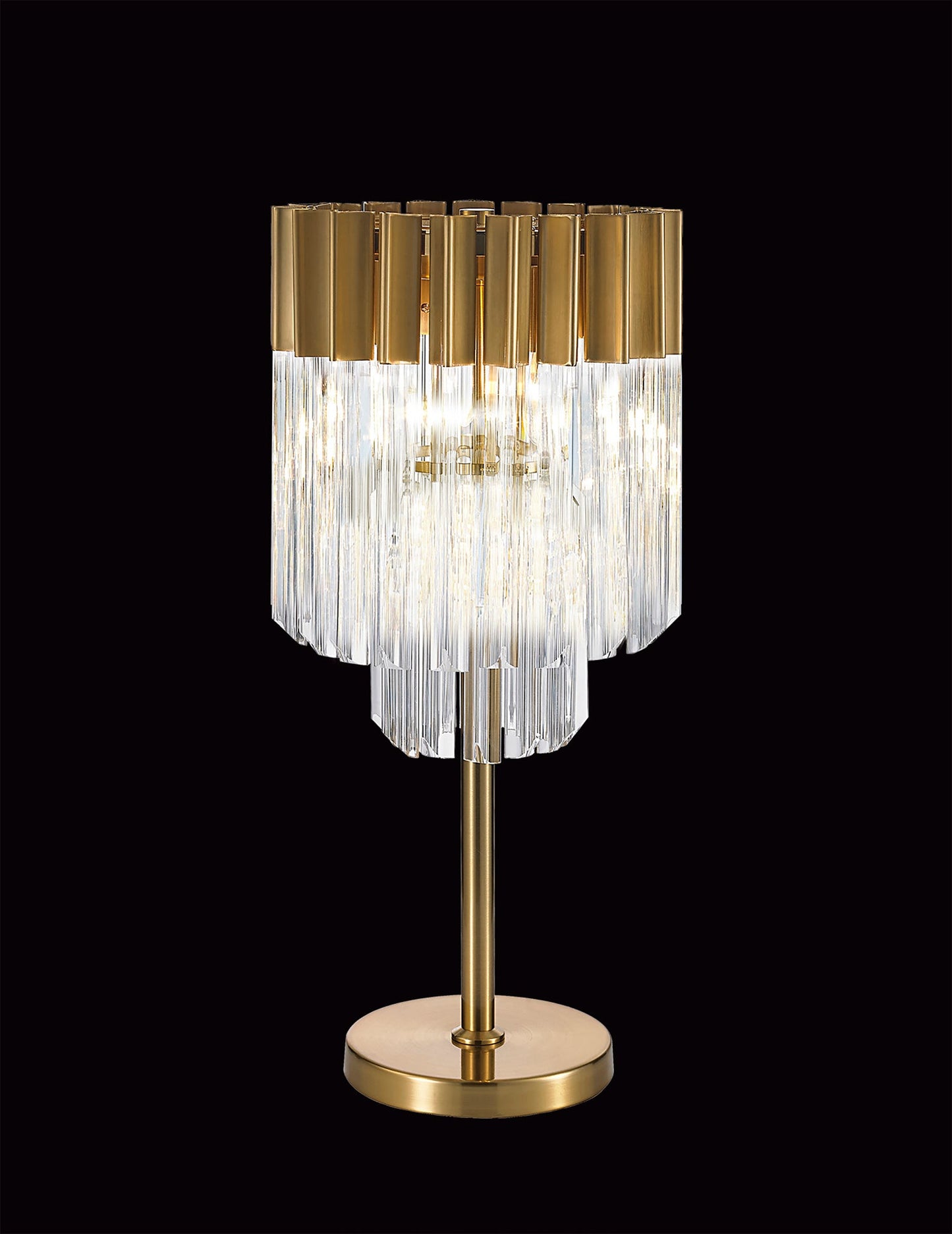 Hale Table Lamp 3 Light E14, Brass and Clear Glass