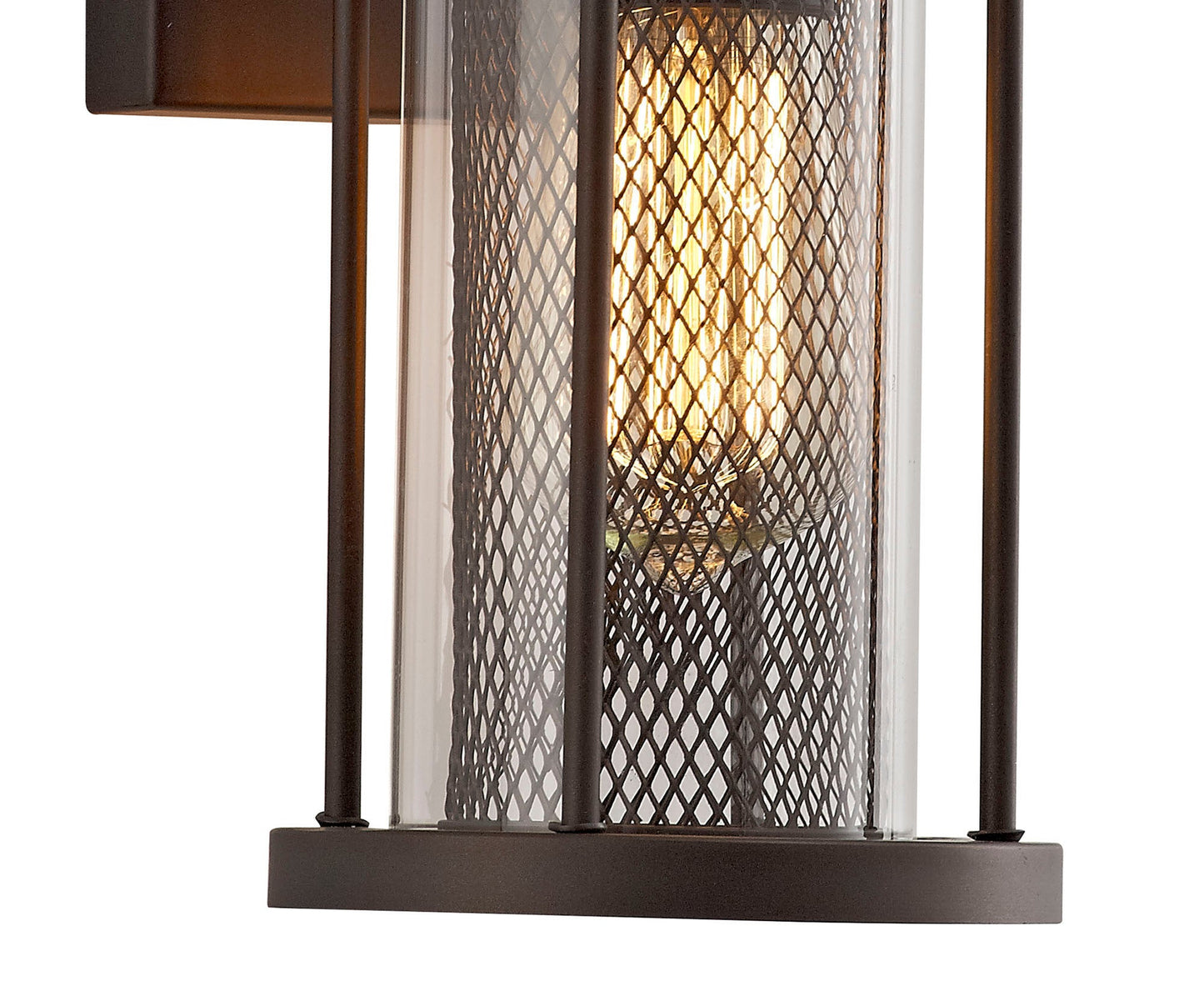 Harrop Small Wall Lamp, 1 x E27, Antique Bronze and Clear Glass, IP54, 2yrs Warranty