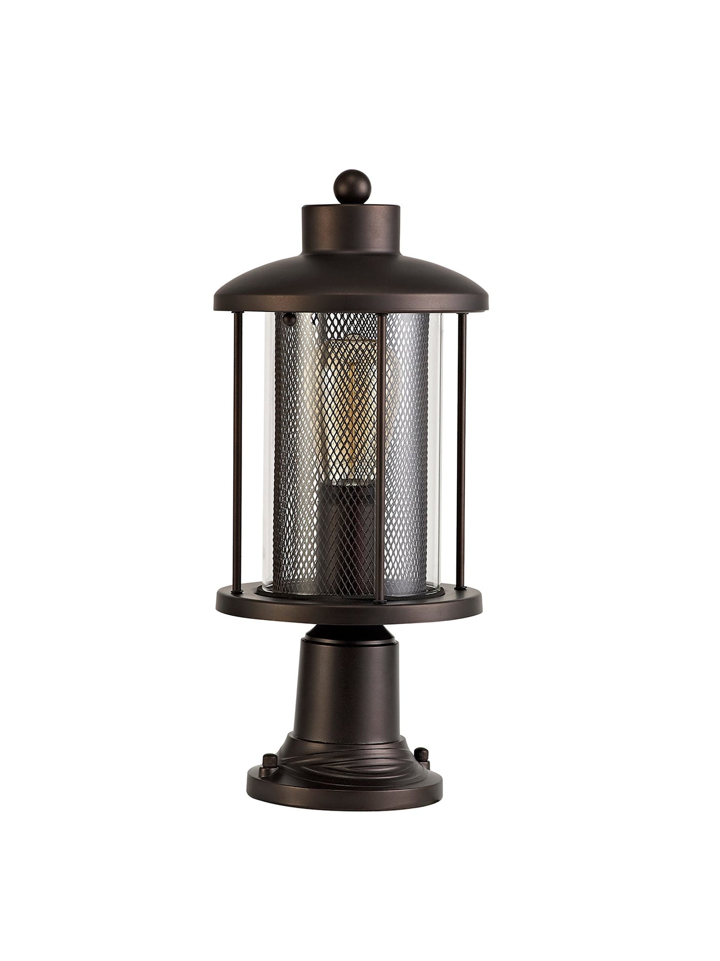 Harrop Pedestal Lamp, 1 x E27, Antique Bronze and Clear Glass, IP54, 2yrs Warranty