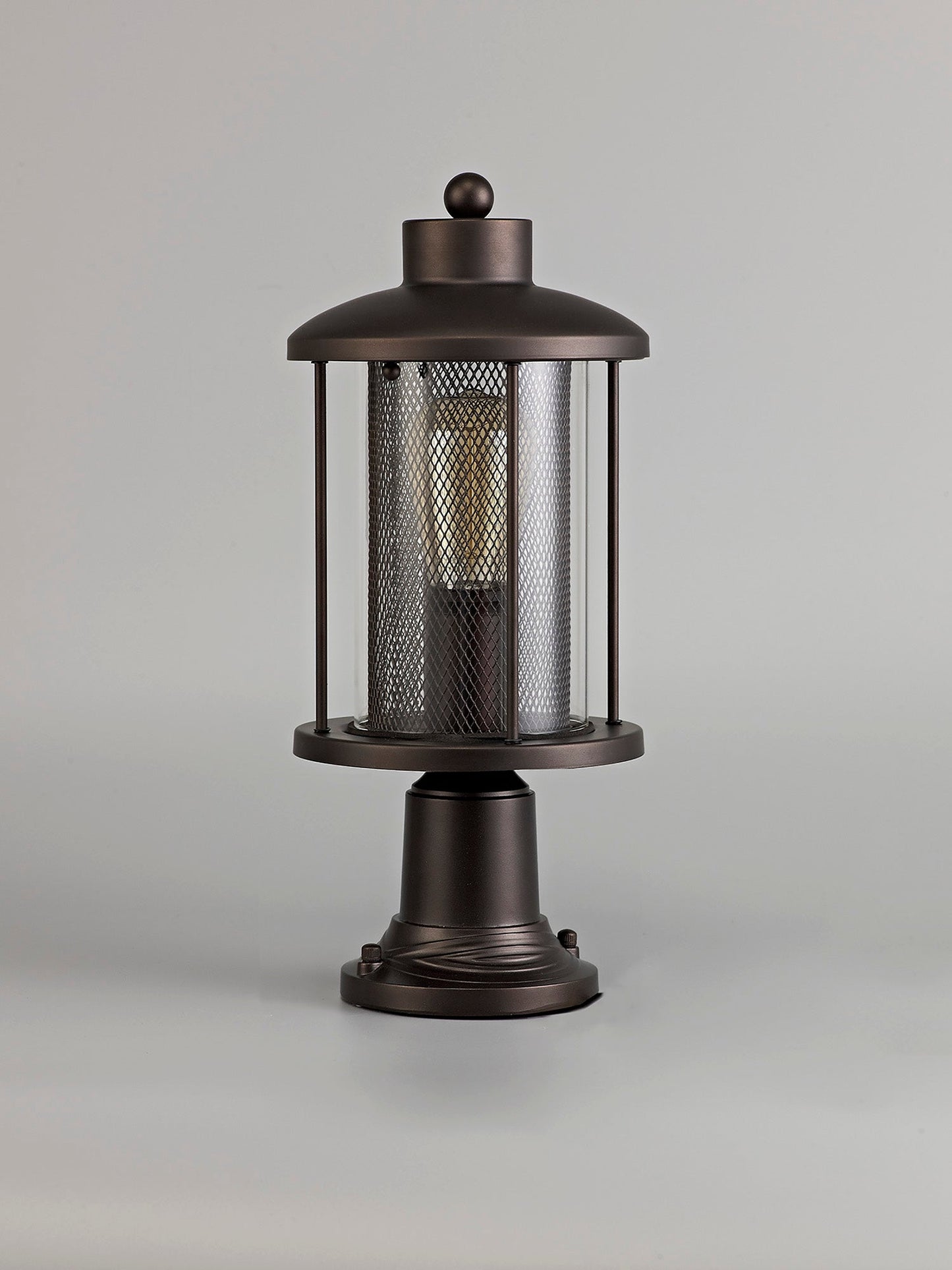Harrop Pedestal Lamp, 1 x E27, Antique Bronze and Clear Glass, IP54, 2yrs Warranty