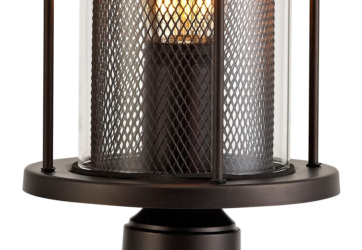 Harrop Pedestal Lamp, 1 x E27, Antique Bronze and Clear Glass, IP54, 2yrs Warranty