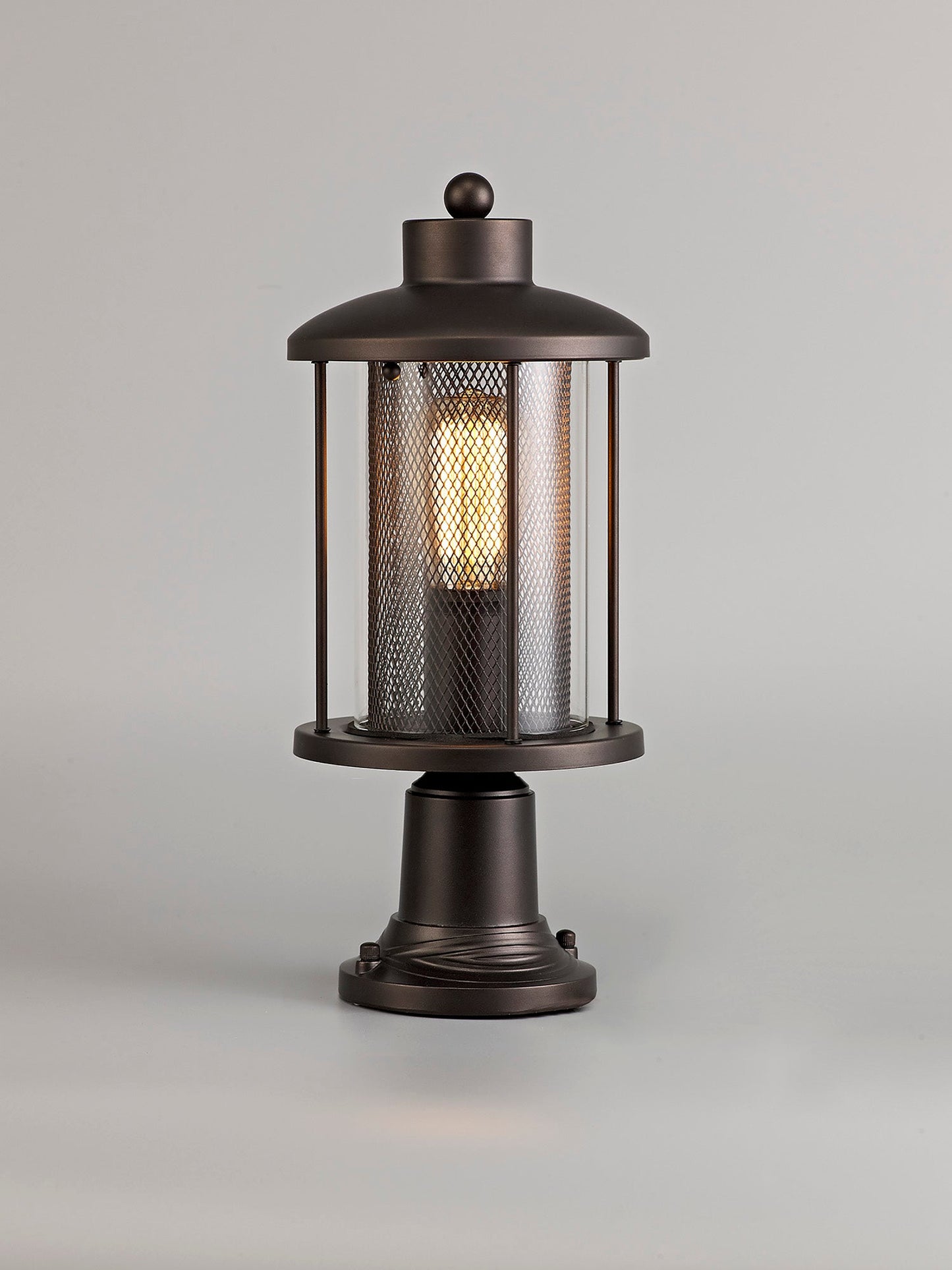 Harrop Pedestal Lamp, 1 x E27, Antique Bronze and Clear Glass, IP54, 2yrs Warranty