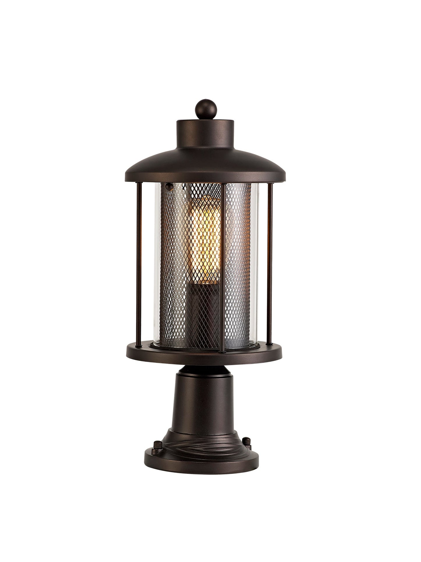 Harrop Pedestal Lamp, 1 x E27, Antique Bronze and Clear Glass, IP54, 2yrs Warranty
