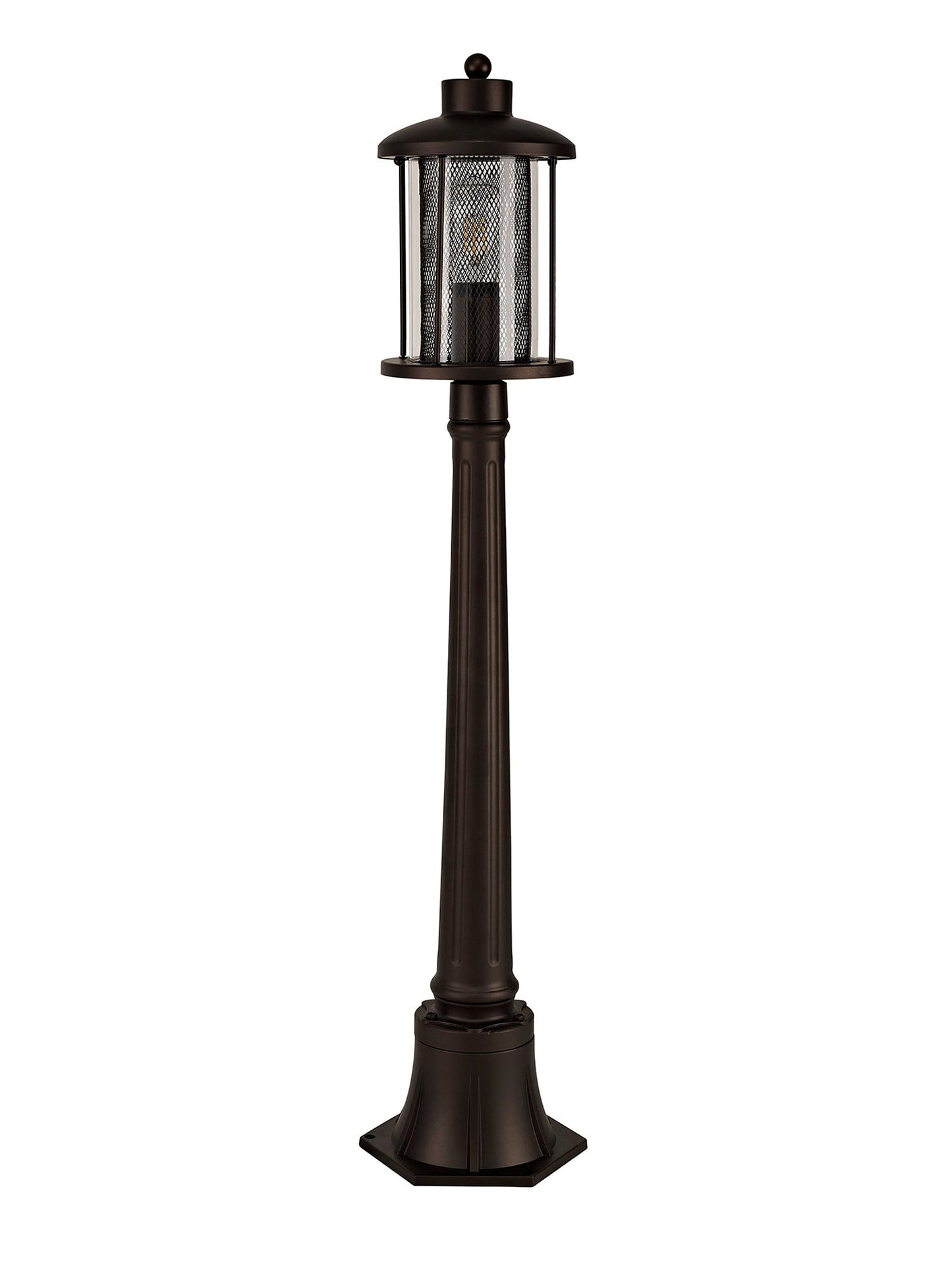 Harrop Single Headed Post Lamp, 1 x E27, Antique Bronze and Clear Glass, IP54, 2yrs Warranty