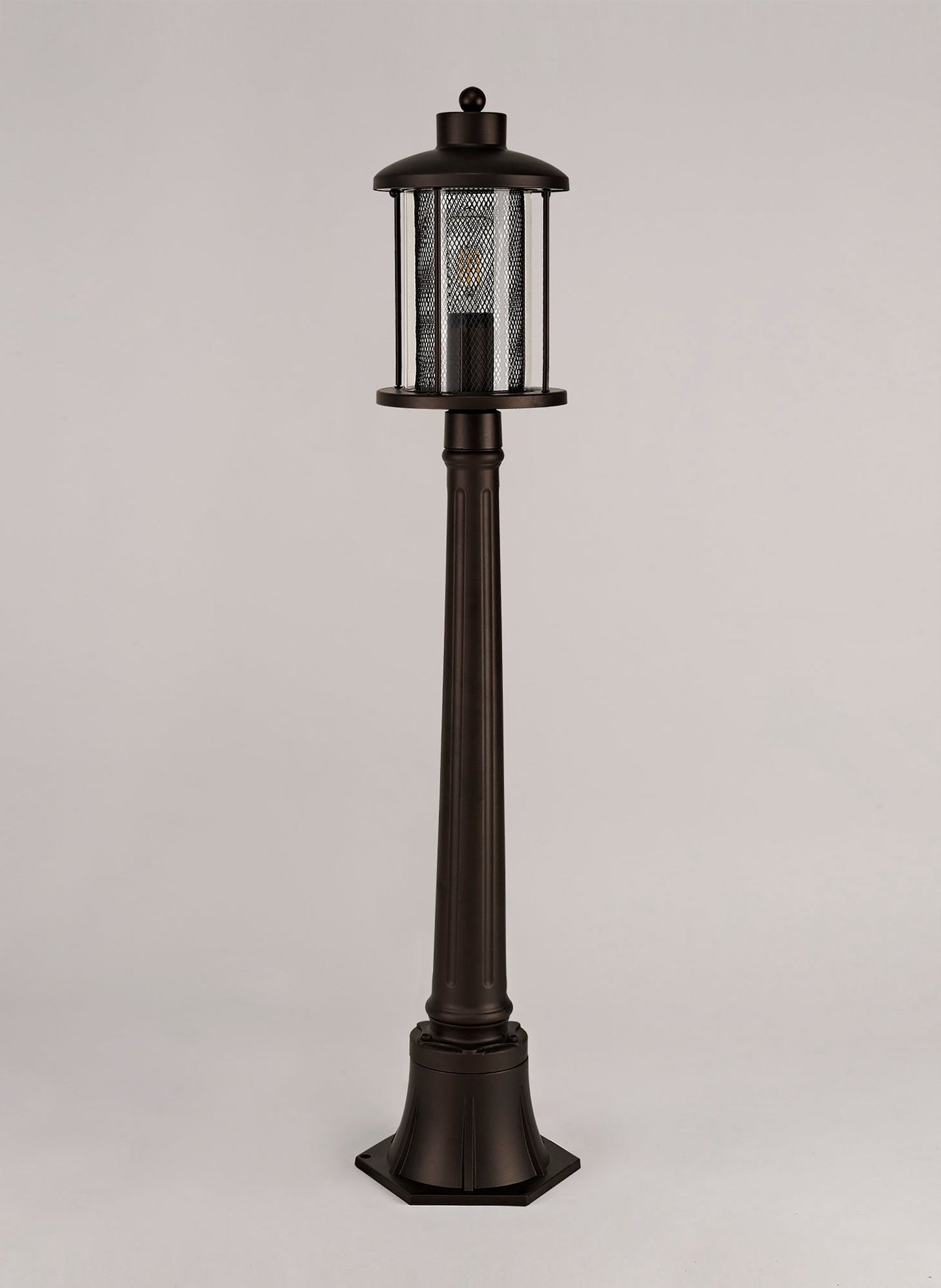 Harrop Single Headed Post Lamp, 1 x E27, Antique Bronze and Clear Glass, IP54, 2yrs Warranty