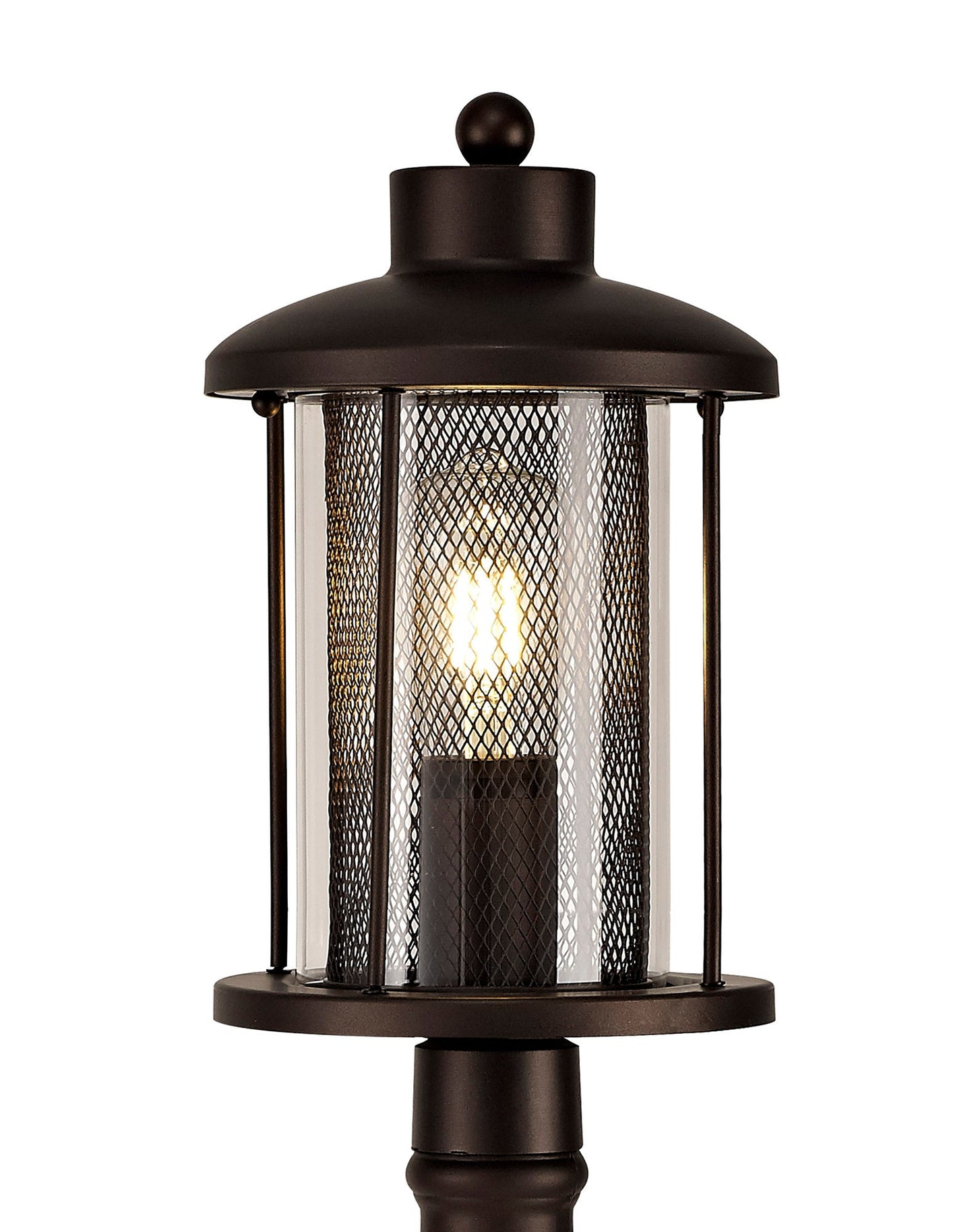 Harrop Single Headed Post Lamp, 1 x E27, Antique Bronze and Clear Glass, IP54, 2yrs Warranty
