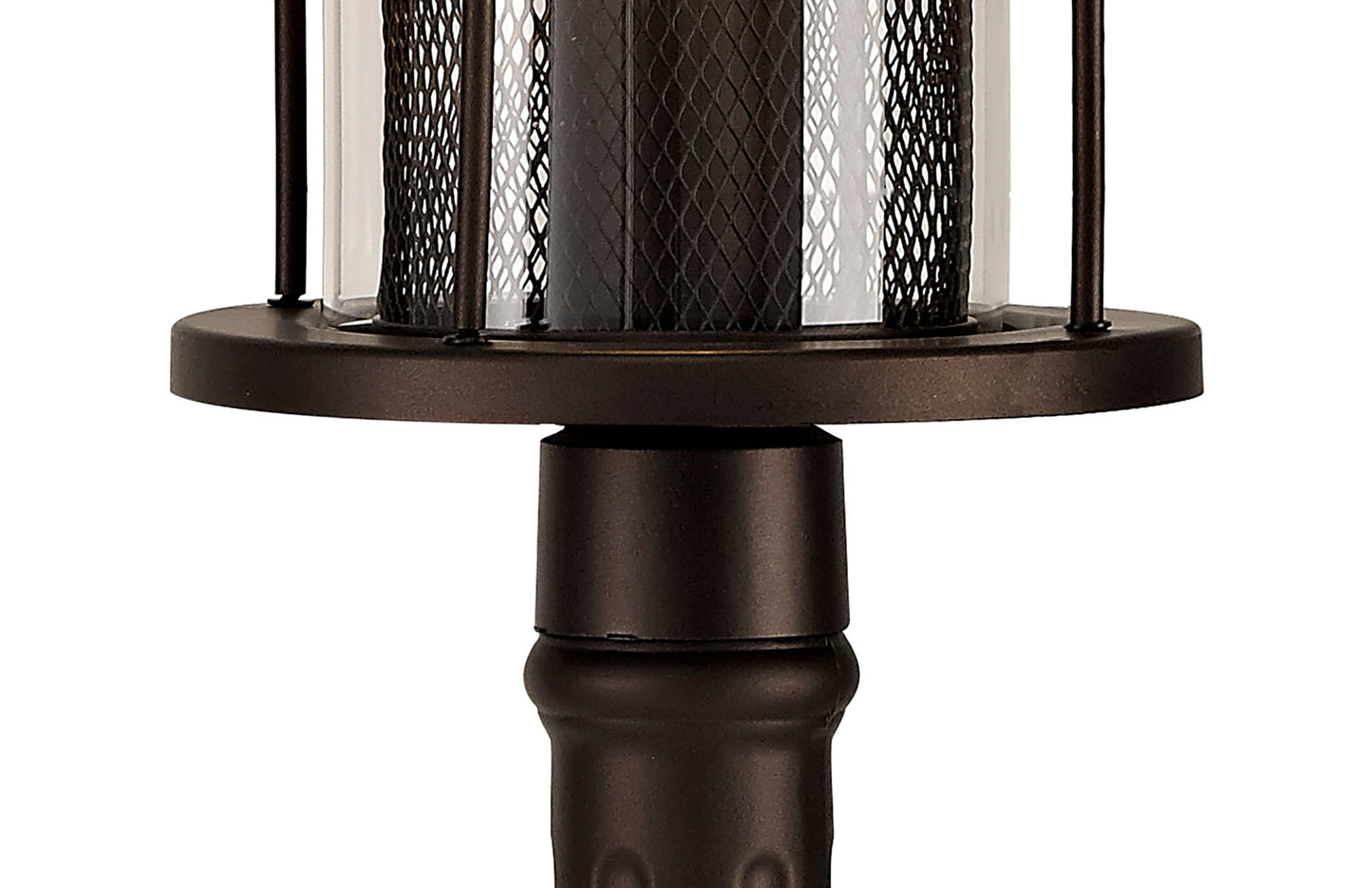 Harrop Single Headed Post Lamp, 1 x E27, Antique Bronze and Clear Glass, IP54, 2yrs Warranty