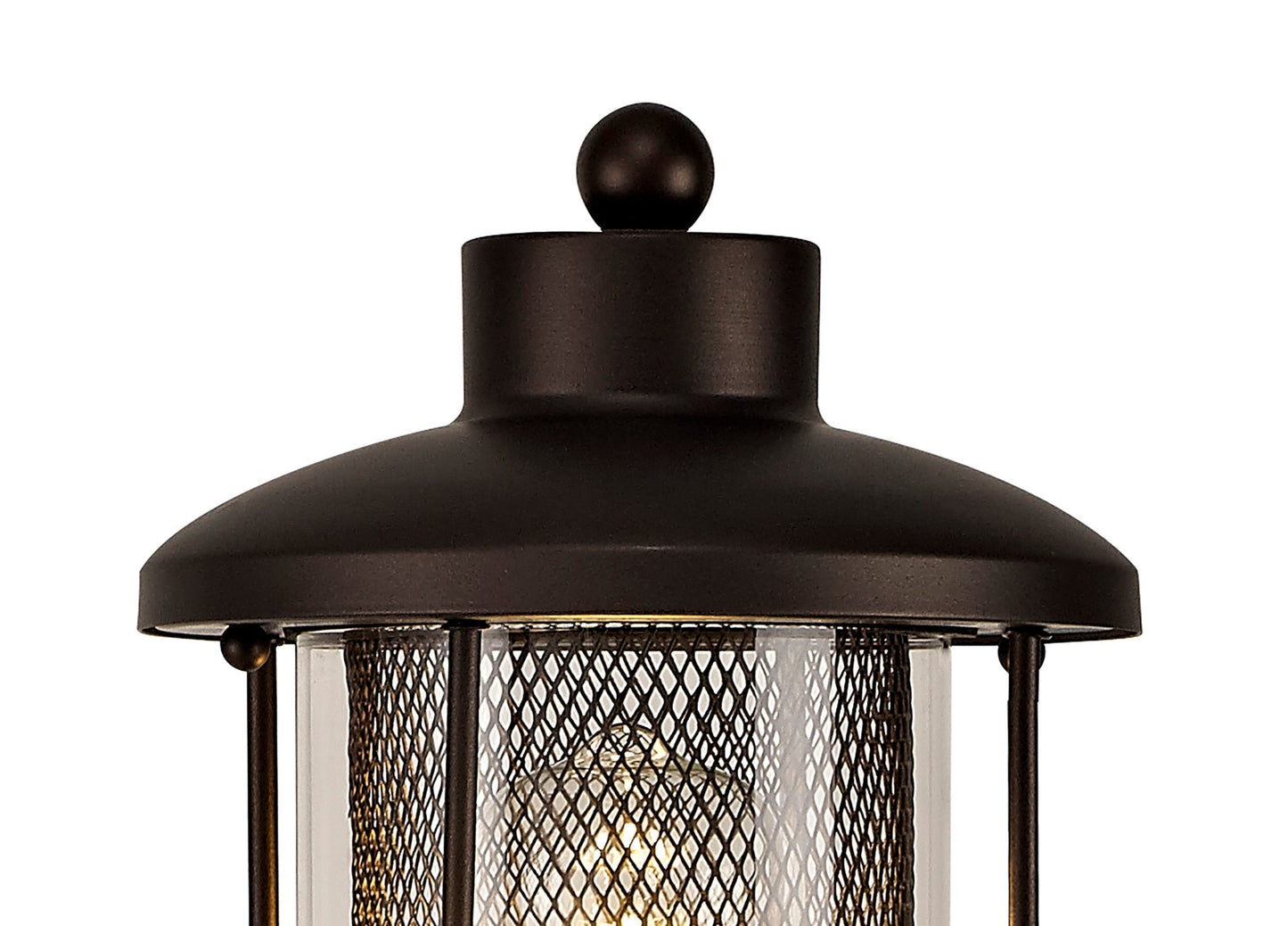 Harrop Single Headed Post Lamp, 1 x E27, Antique Bronze and Clear Glass, IP54, 2yrs Warranty