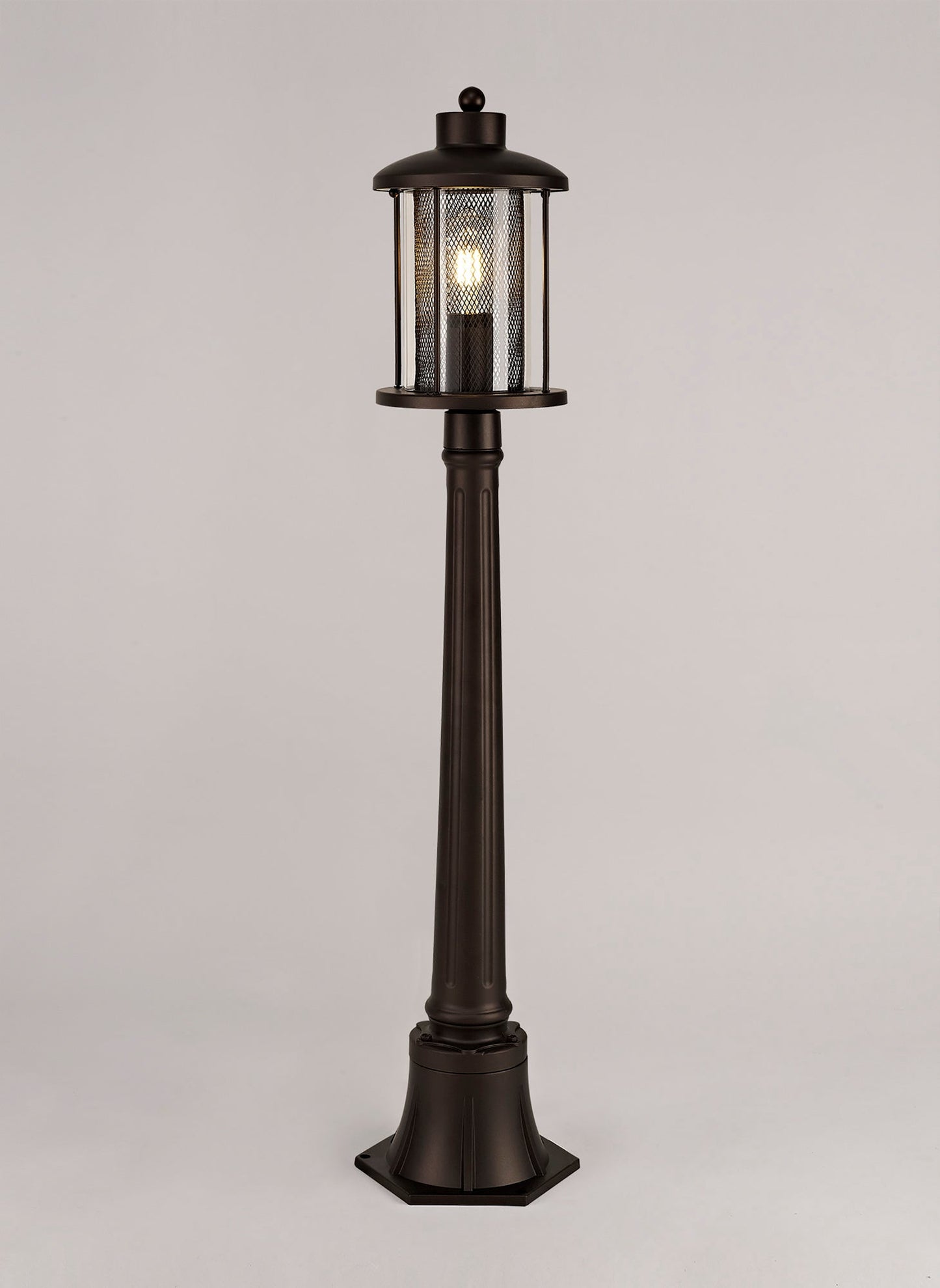 Harrop Single Headed Post Lamp, 1 x E27, Antique Bronze and Clear Glass, IP54, 2yrs Warranty