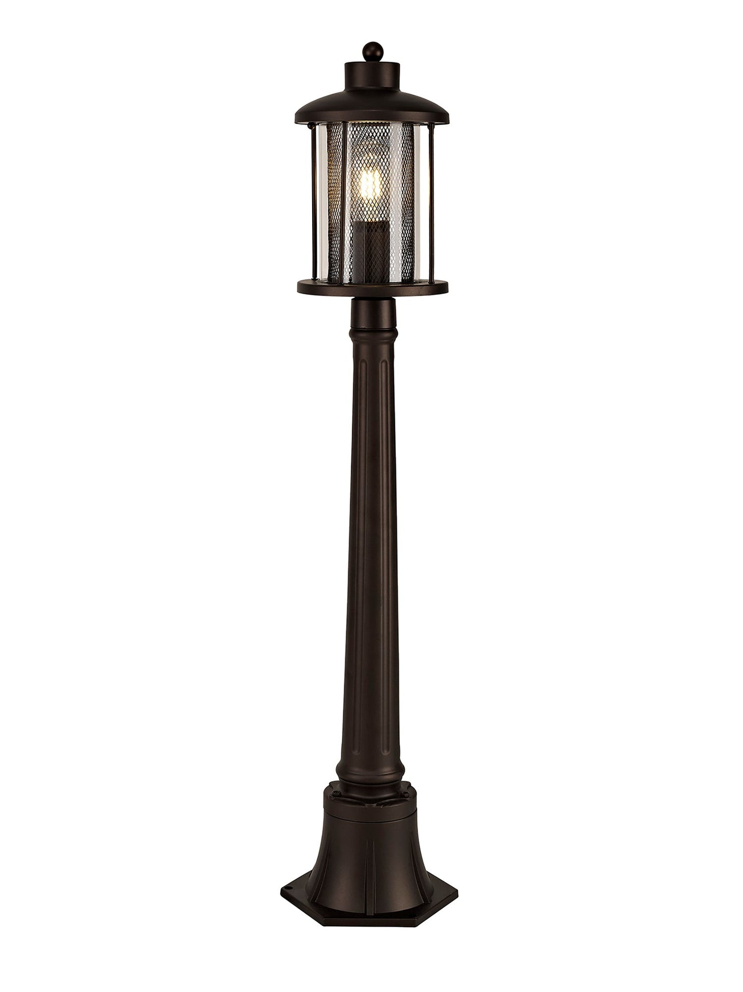 Harrop Single Headed Post Lamp, 1 x E27, Antique Bronze and Clear Glass, IP54, 2yrs Warranty