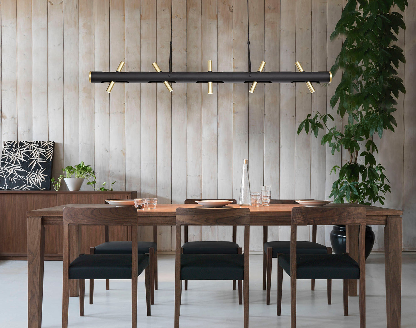 Hatchmere Floor Lamp, 6 x 2W LED, 3000K, 1680lm, Sand Black and Gold, 3yrs Warranty