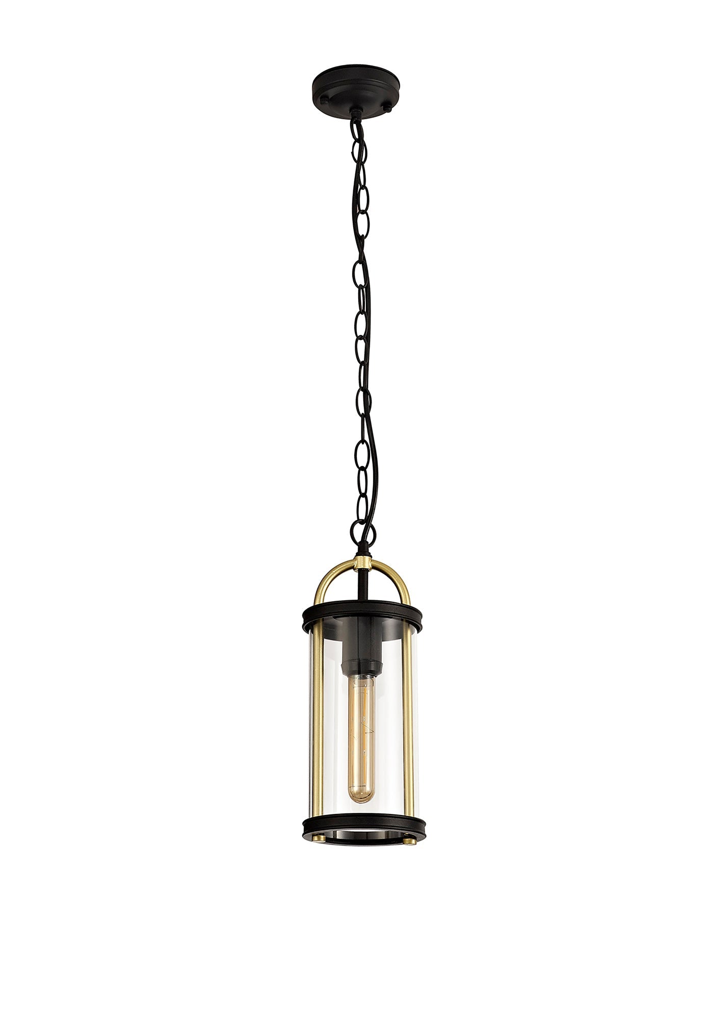 Hawthorne Pendant, 1 x E27, Black & Gold and Clear Glass, IP54, 2yrs Warranty