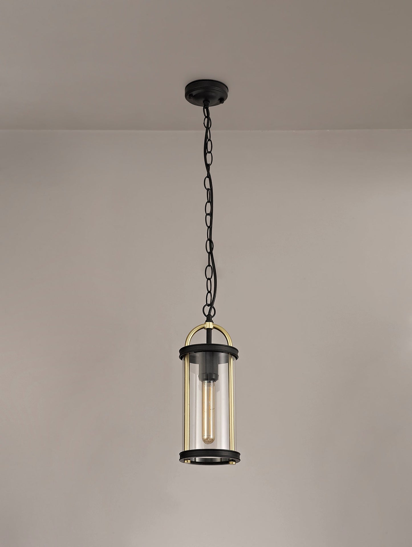 Hawthorne Pendant, 1 x E27, Black & Gold and Clear Glass, IP54, 2yrs Warranty