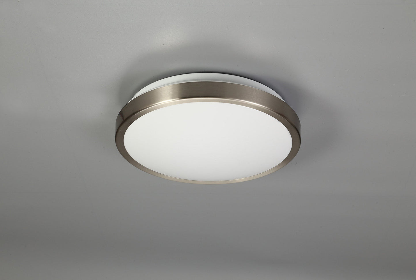 Heald Ceiling, 1 x 12W LED, 4000K, 565lm, IP44, Satin Nickel and White, 3yrs Warranty