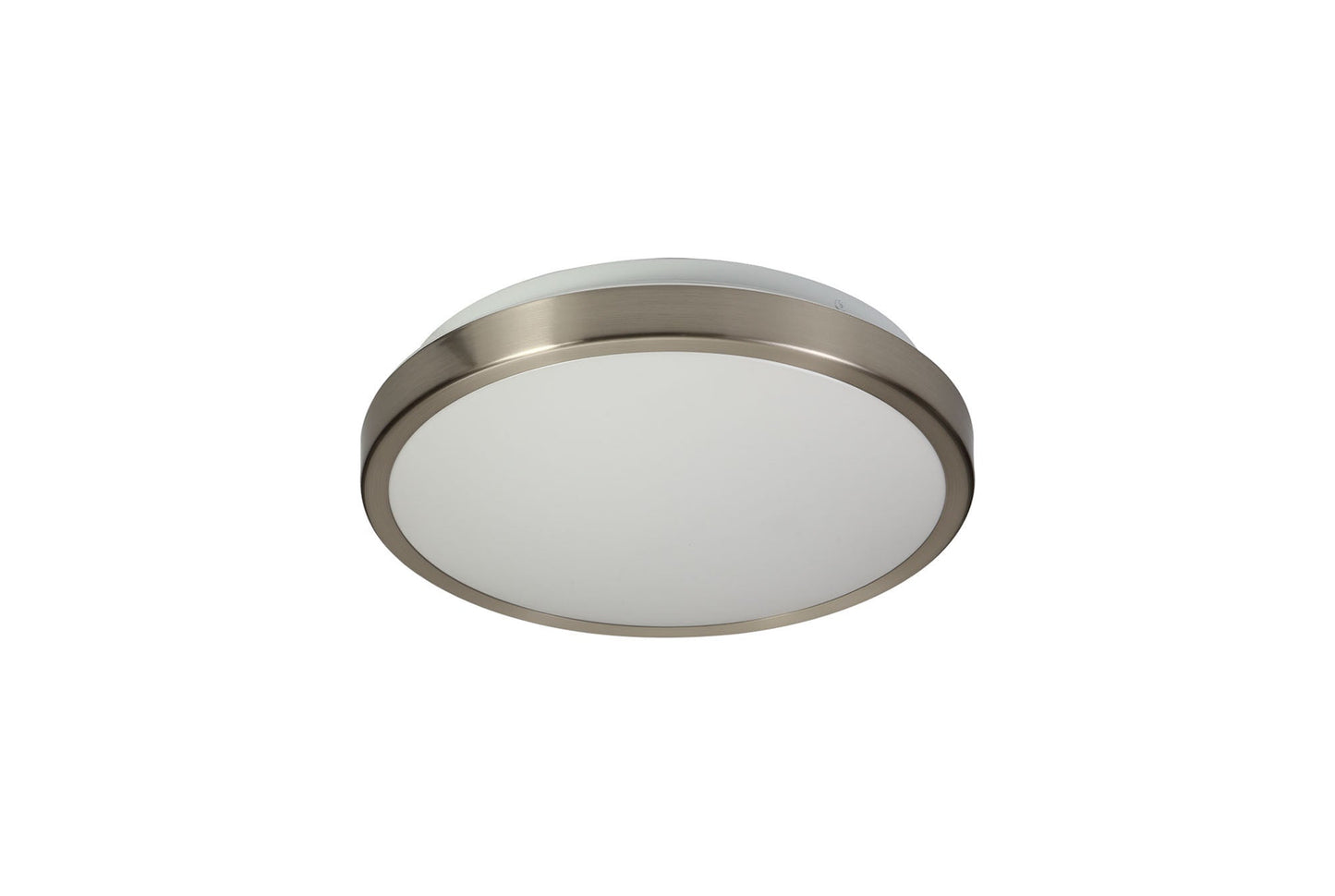 Heald Ceiling, 1 x 12W LED, 4000K, 565lm, IP44, Satin Nickel and White, 3yrs Warranty