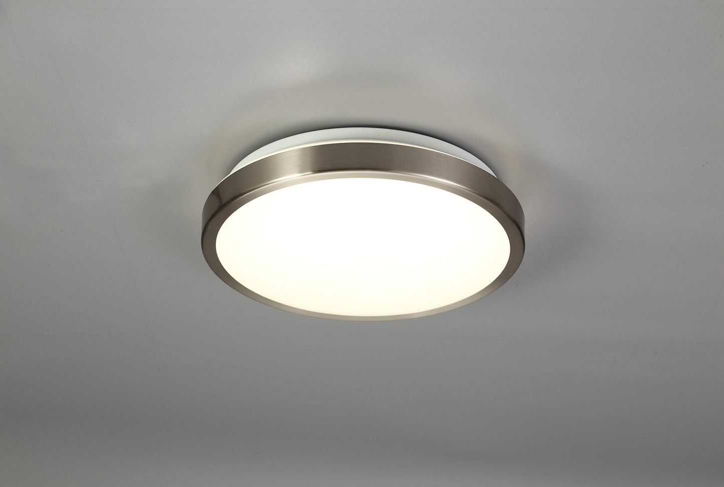 Heald Ceiling, 1 x 12W LED, 4000K, 565lm, IP44, Satin Nickel and White, 3yrs Warranty