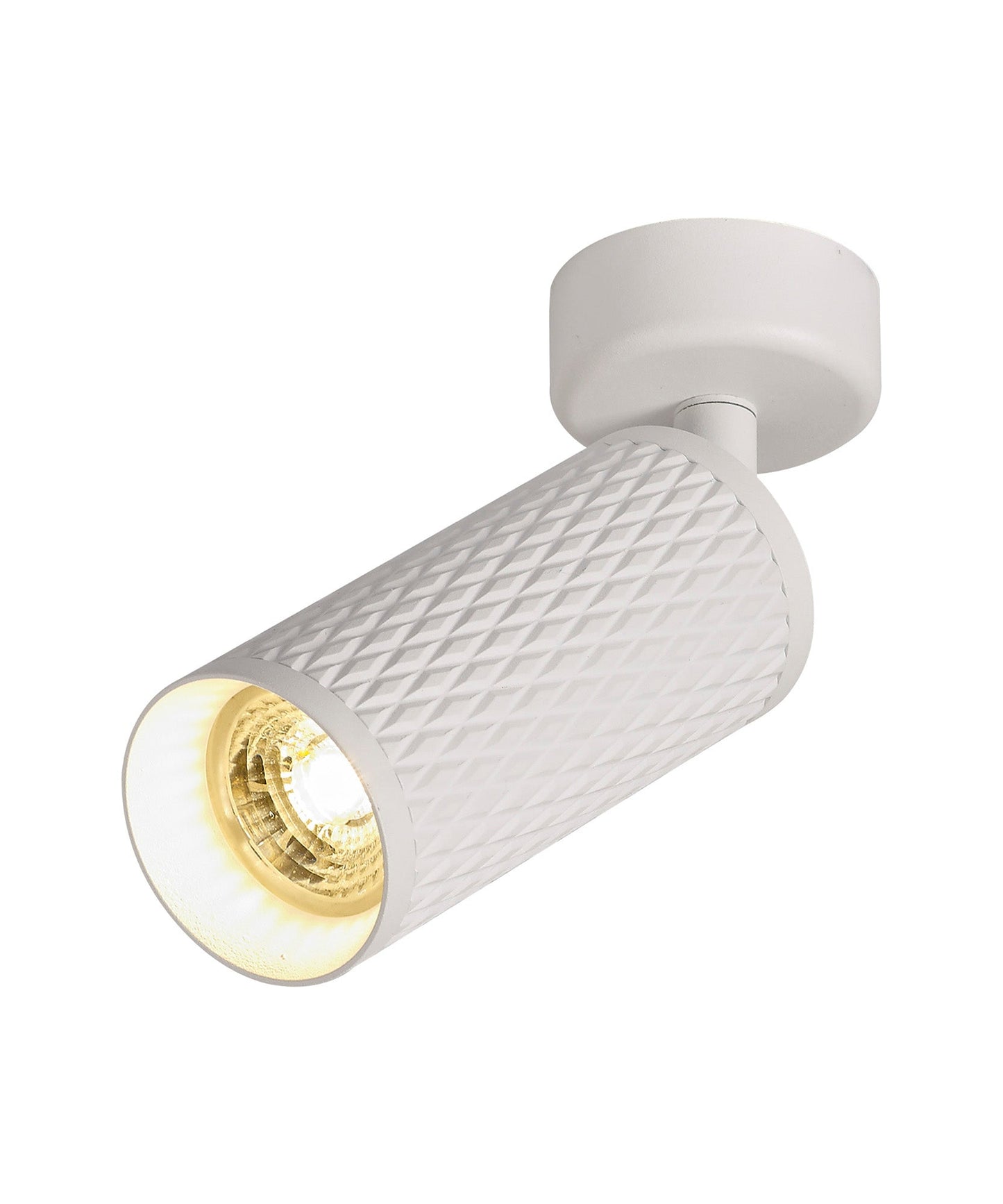 Heyes 1 Light Surface Mounted Spotlight GU10, Sand White and Acrylic Ring