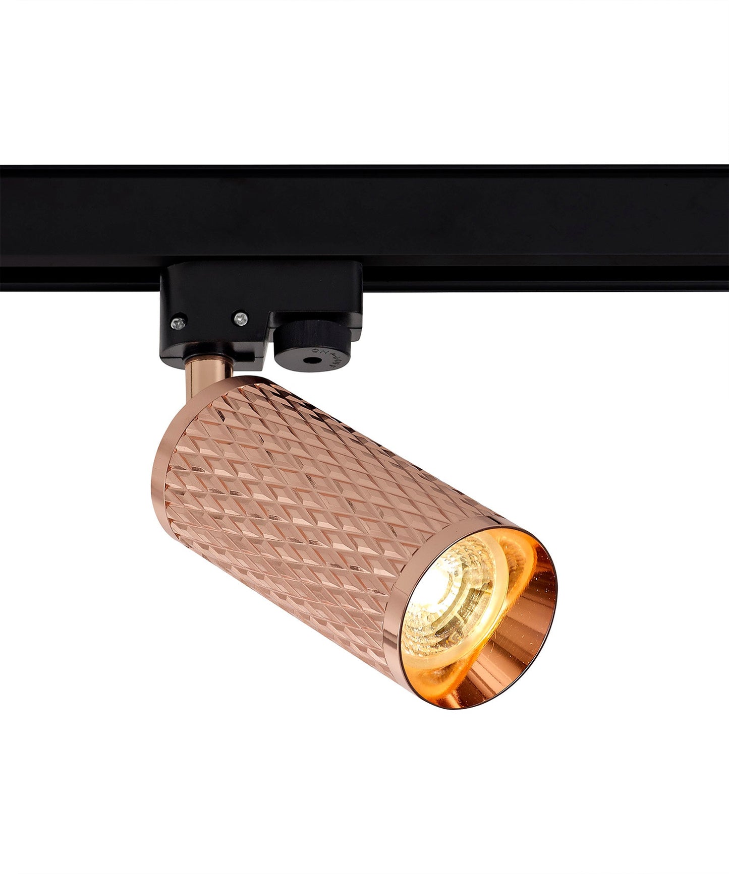 Heyes 1 Light Track Spotlight GU10, Rose Gold and Acrylic Ring