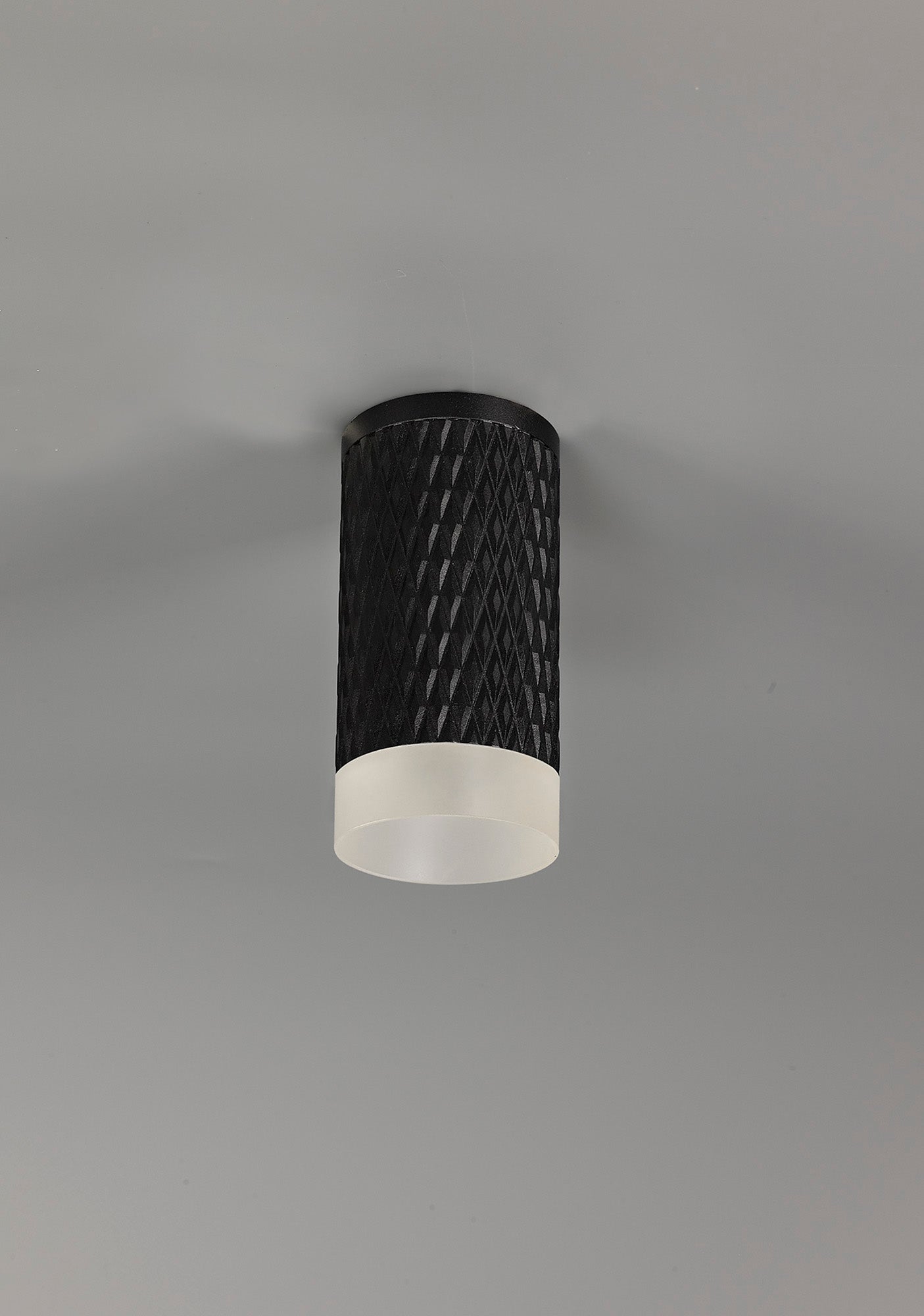 Heyes 1 Light 11cm Surface Mounted Ceiling GU10, Sand Black and Acrylic Ring