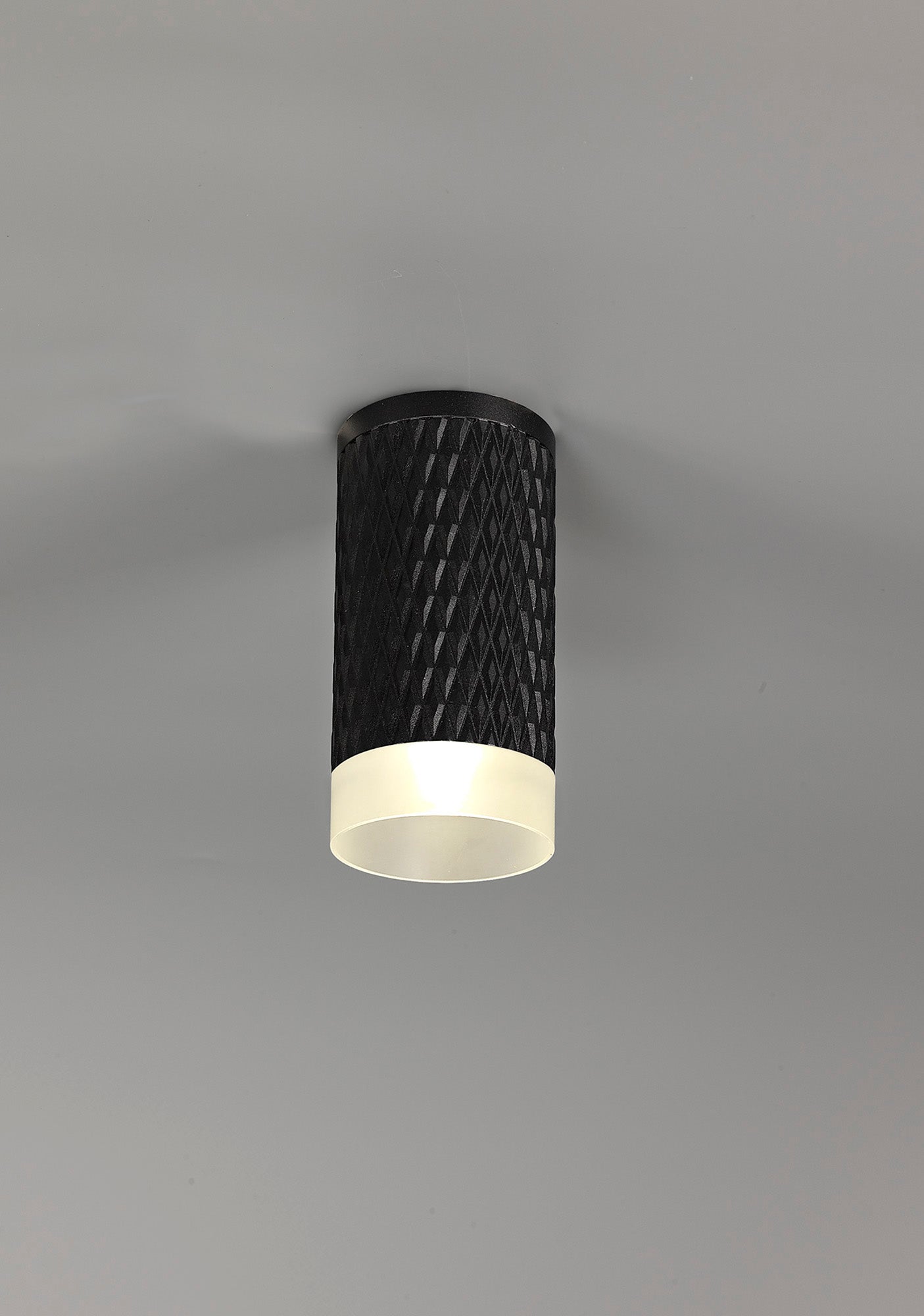 Heyes 1 Light 11cm Surface Mounted Ceiling GU10, Sand Black and Acrylic Ring