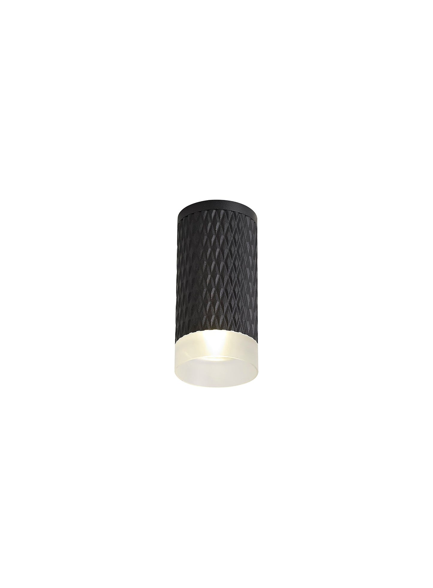 Heyes 1 Light 11cm Surface Mounted Ceiling GU10, Sand Black and Acrylic Ring