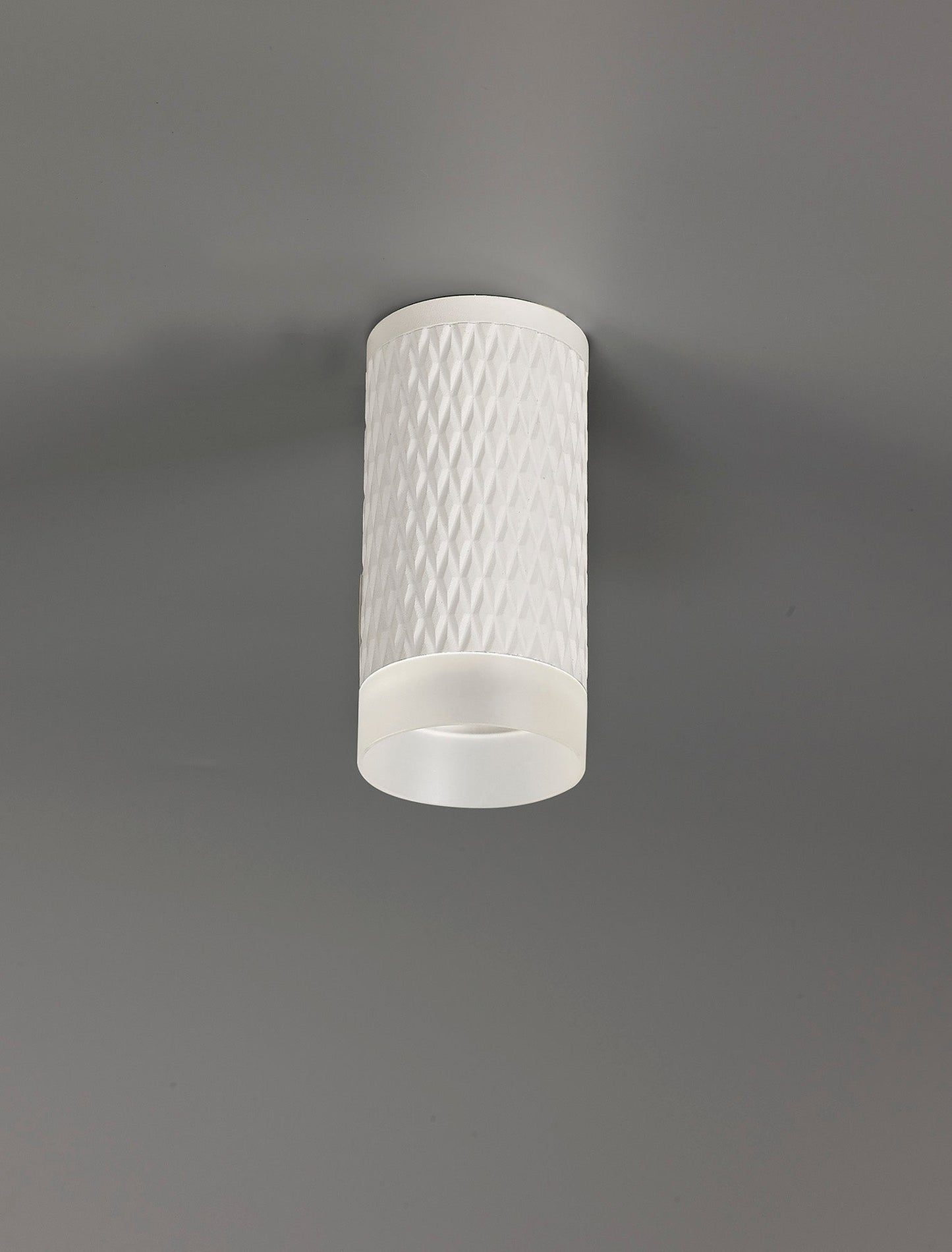 Heyes 1 Light 11cm Surface Mounted Ceiling GU10, Sand White and Acrylic Ring