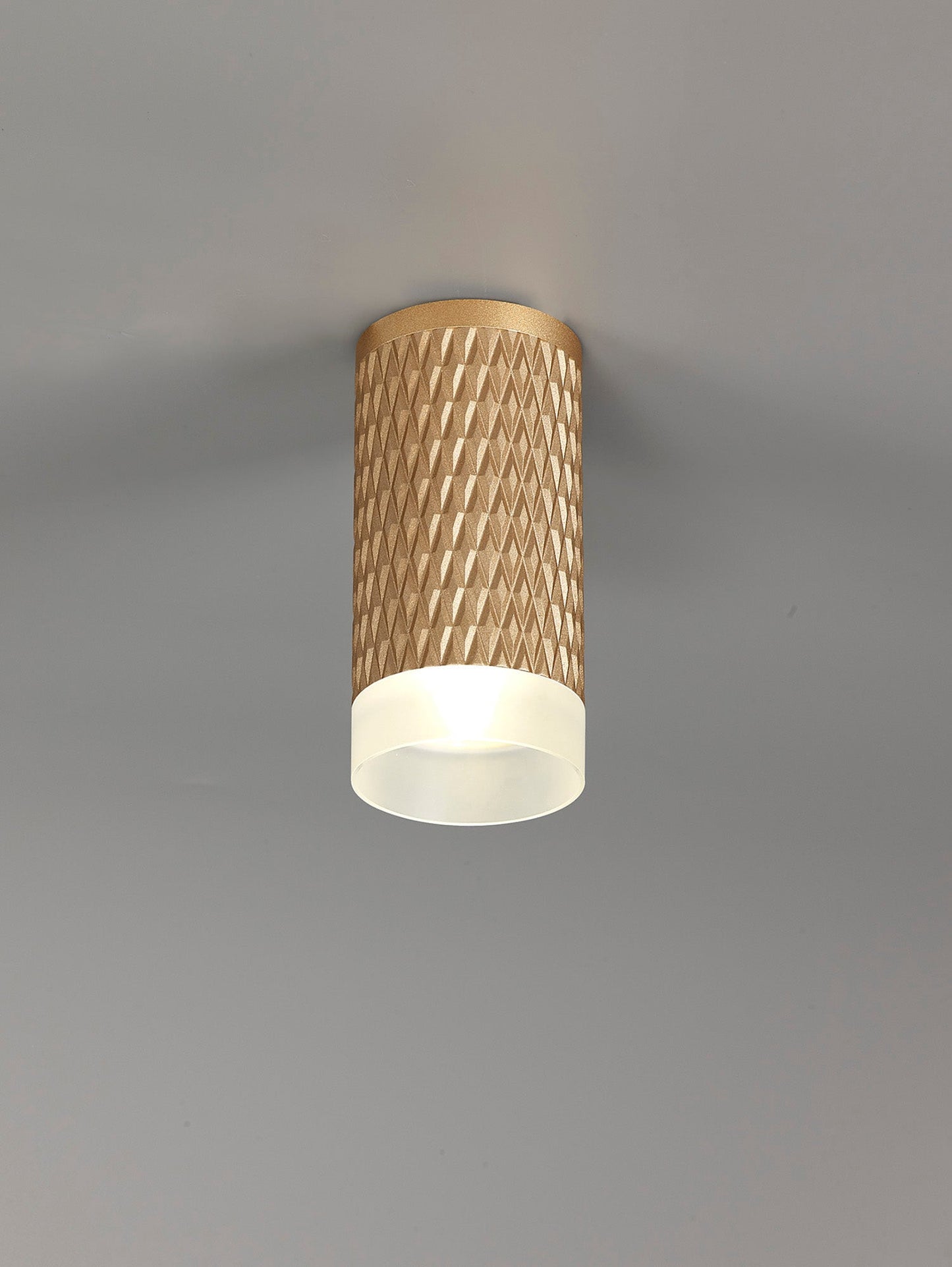 Heyes 1 Light 11cm Surface Mounted Ceiling GU10, Champagne Gold and Acrylic Ring
