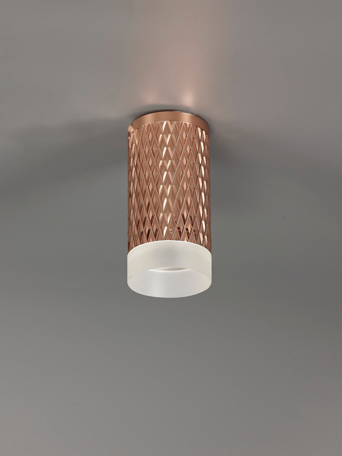 Heyes 1 Light 11cm Surface Mounted Ceiling GU10, Rose Gold and Acrylic Ring
