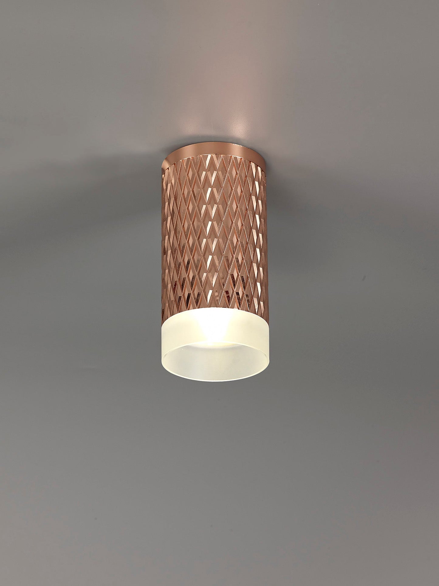 Heyes 1 Light 11cm Surface Mounted Ceiling GU10, Rose Gold and Acrylic Ring