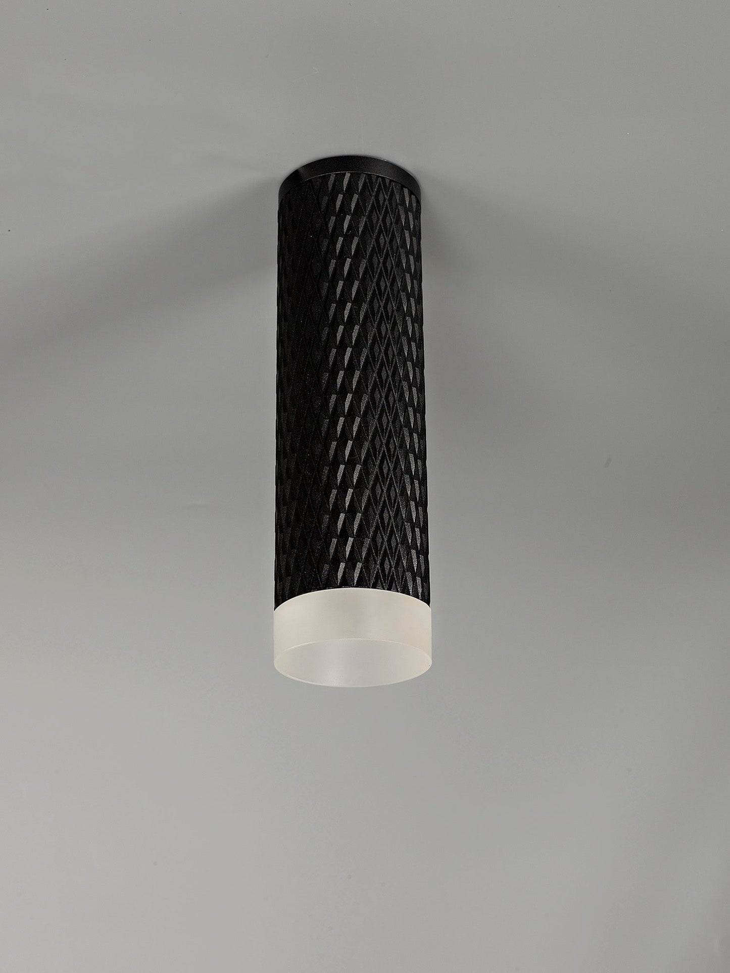 Heyes 1 Light 20cm Surface Mounted Ceiling GU10, Sand Black and Acrylic Ring