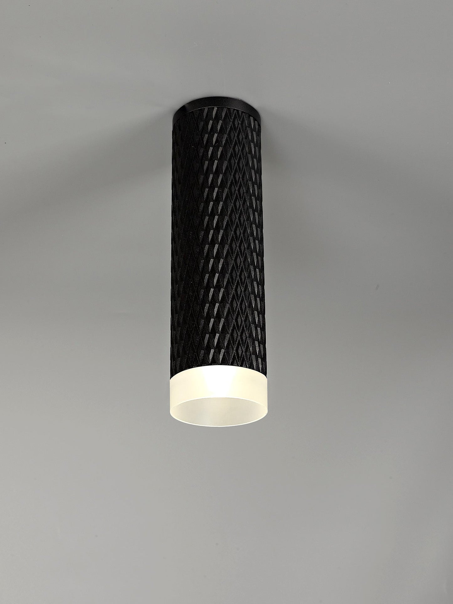 Heyes 1 Light 20cm Surface Mounted Ceiling GU10, Sand Black and Acrylic Ring