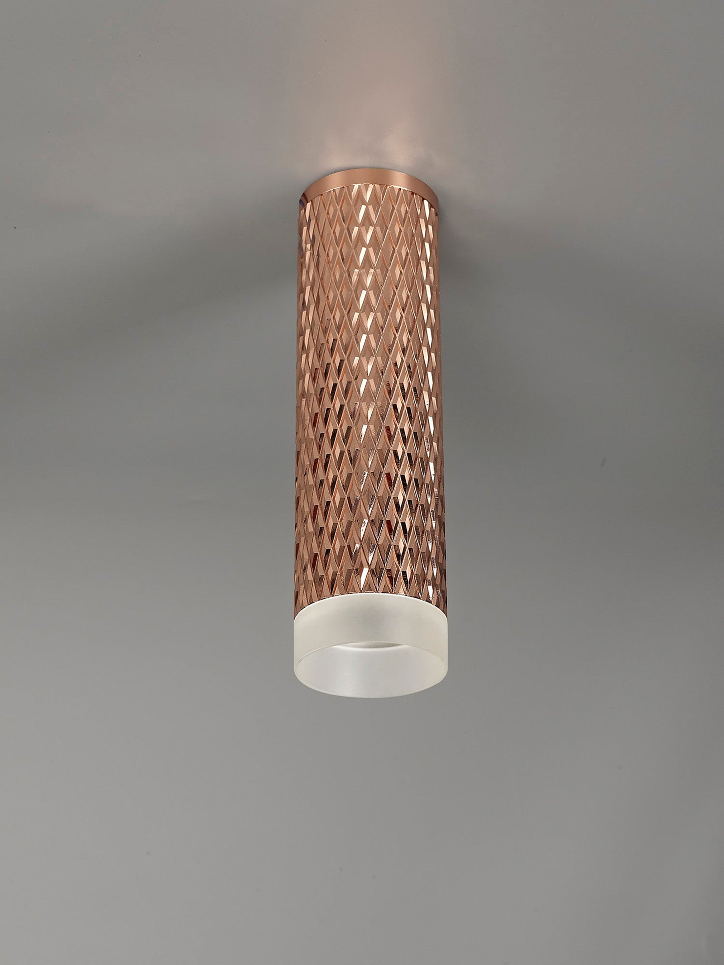 Heyes 1 Light 20cm Surface Mounted Ceiling GU10, Rose Gold and Acrylic Ring