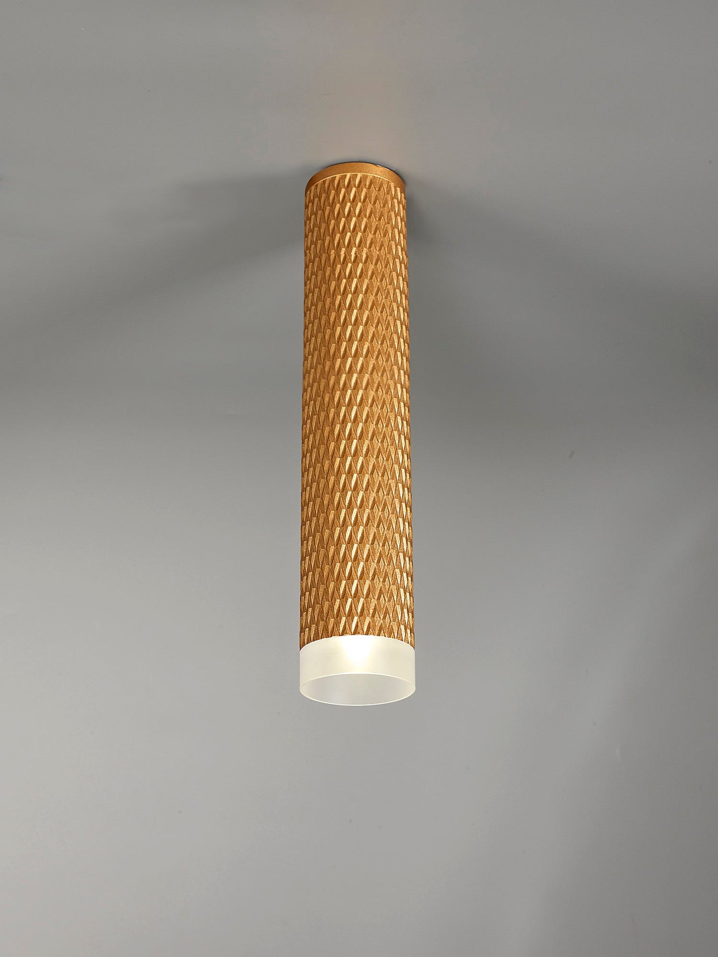 Heyes 1 Light 30cm Surface Mounted Ceiling GU10, Champagne Gold and Acrylic Ring