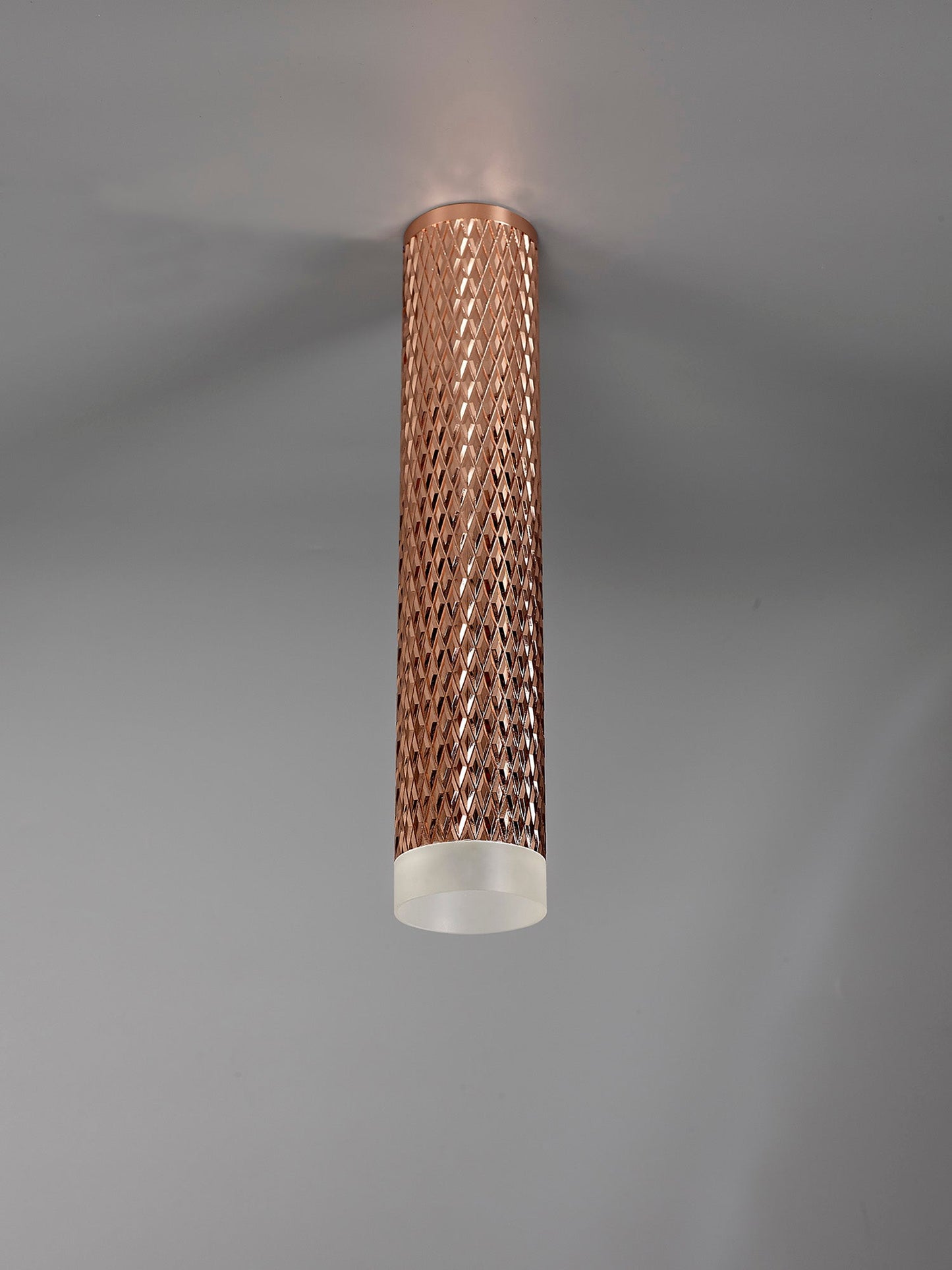 Heyes 1 Light 30cm Surface Mounted Ceiling GU10, Rose Gold and Acrylic Ring