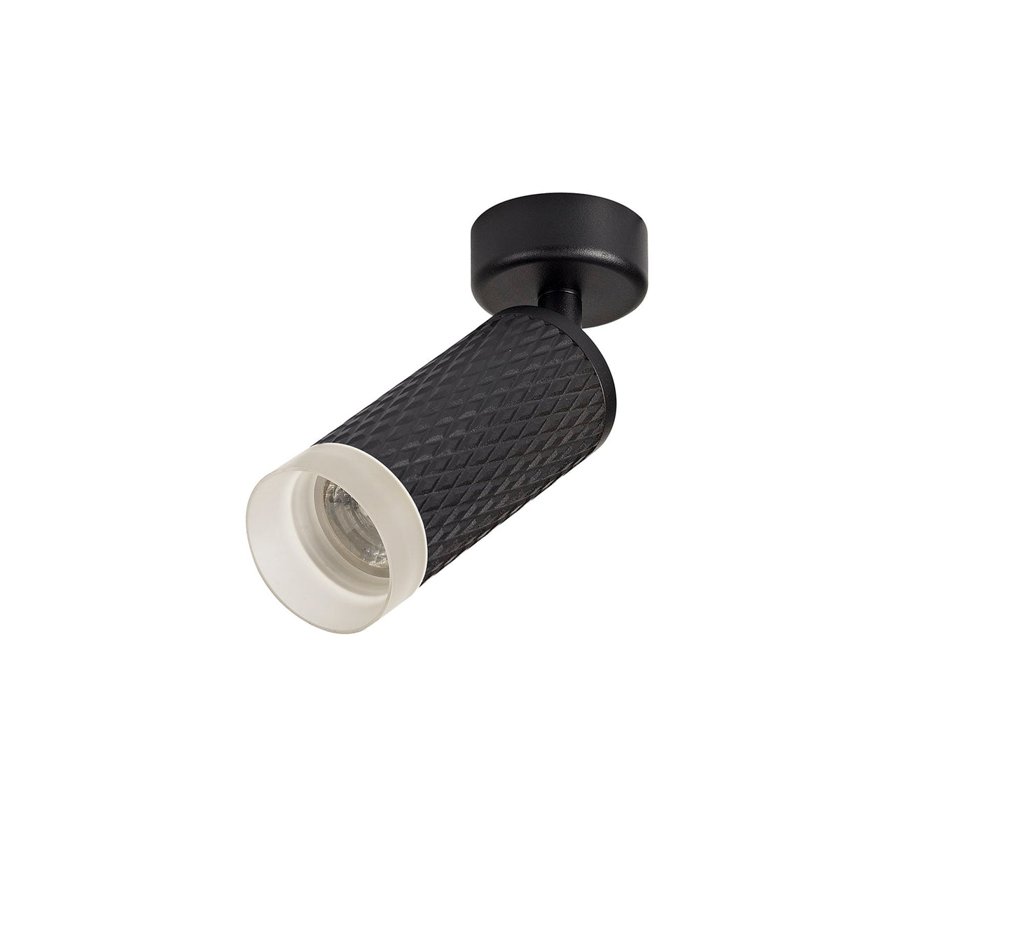 Heyes 1 Light Surface Mounted Spotlight GU10, Sand Black and Acrylic Ring