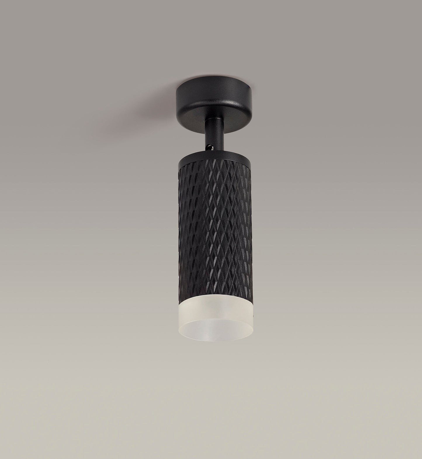 Heyes 1 Light Surface Mounted Spotlight GU10, Sand Black and Acrylic Ring