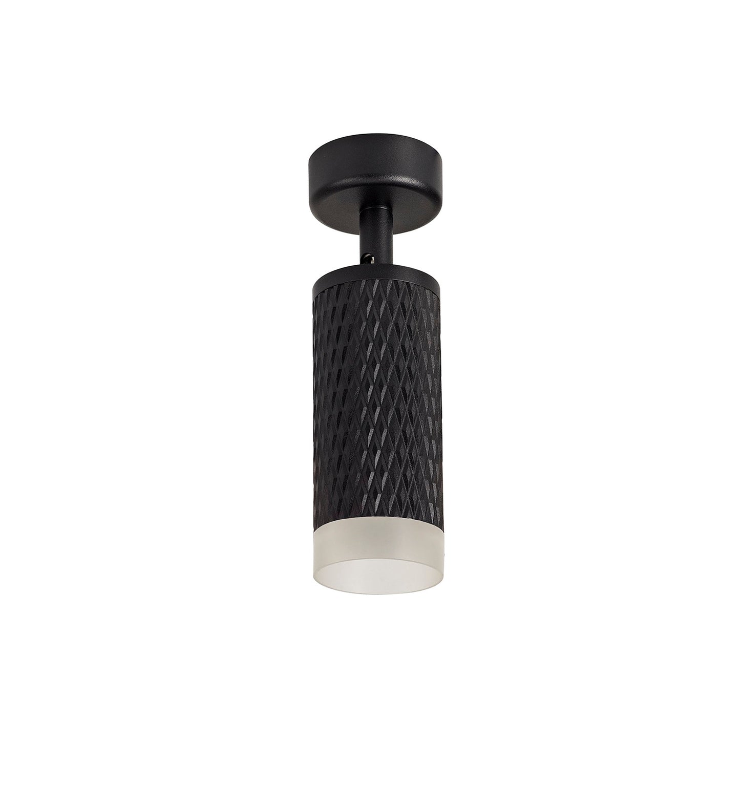Heyes 1 Light Surface Mounted Spotlight GU10, Sand Black and Acrylic Ring