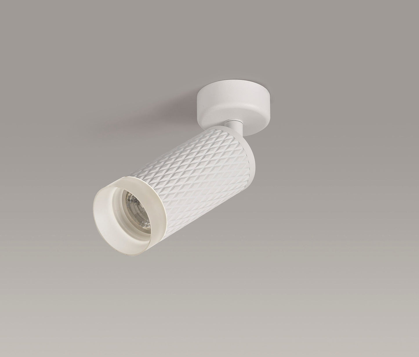 Heyes 1 Light Surface Mounted Spotlight GU10, Sand White and Acrylic Ring